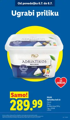 Pilos Adriatikos beli sir, Pilos Adriatikos white cheese classic 550 g - pregled Lidl kataloga - važi od 02.07.2026 | Strana: 13