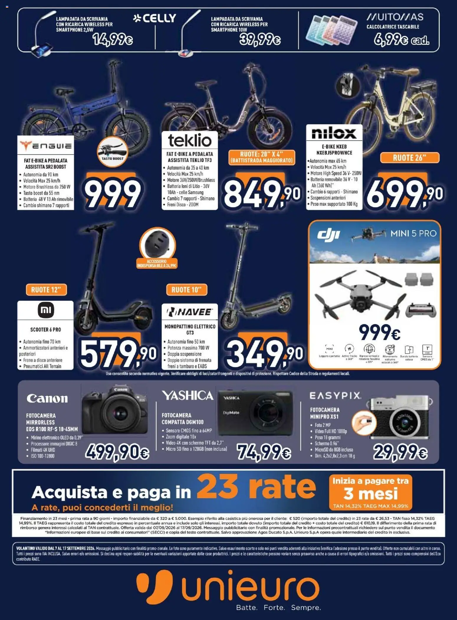 Volantino Unieuro del 07/09/2026 | Pagina: 36 | Prodotti: Video, Fotocamera, Disco, Batteria