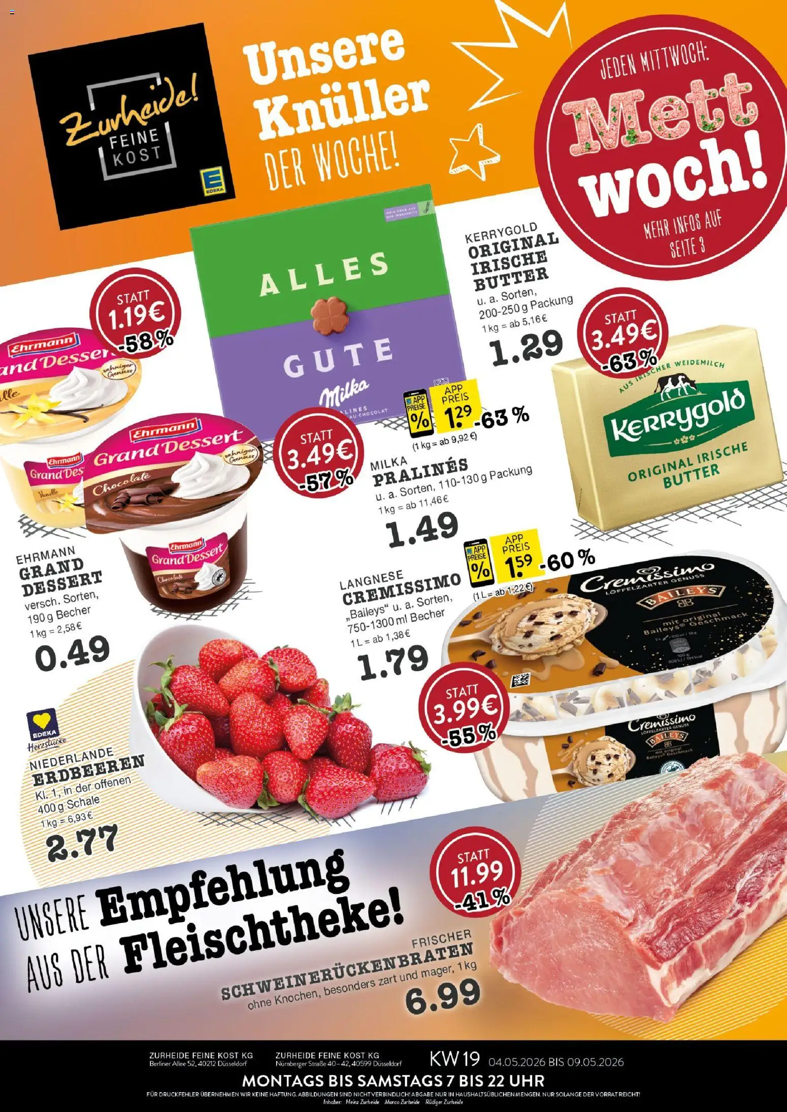 Edeka Zurheide Prospekt 	 – gültig ab 04.05.2026 | Seite: 1 | Produkte: Berliner, Langnese, Cremissimo, Butter