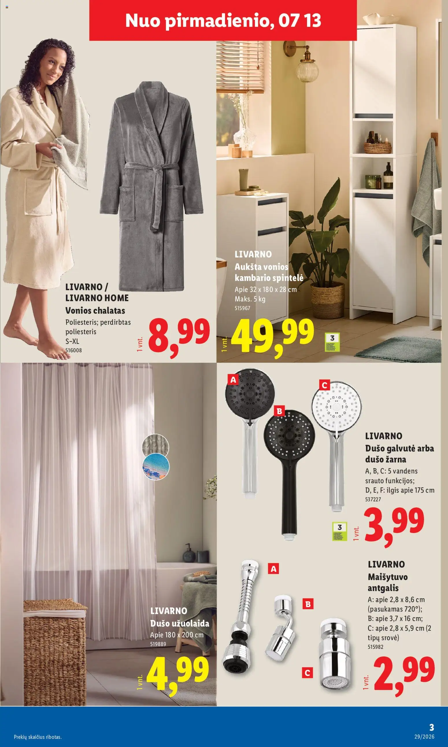 LIDL akcijos nuo 2026.07.13 | Puslapis: 3 | Prekių: Spintelė, Chalatas, Dušo galvutė