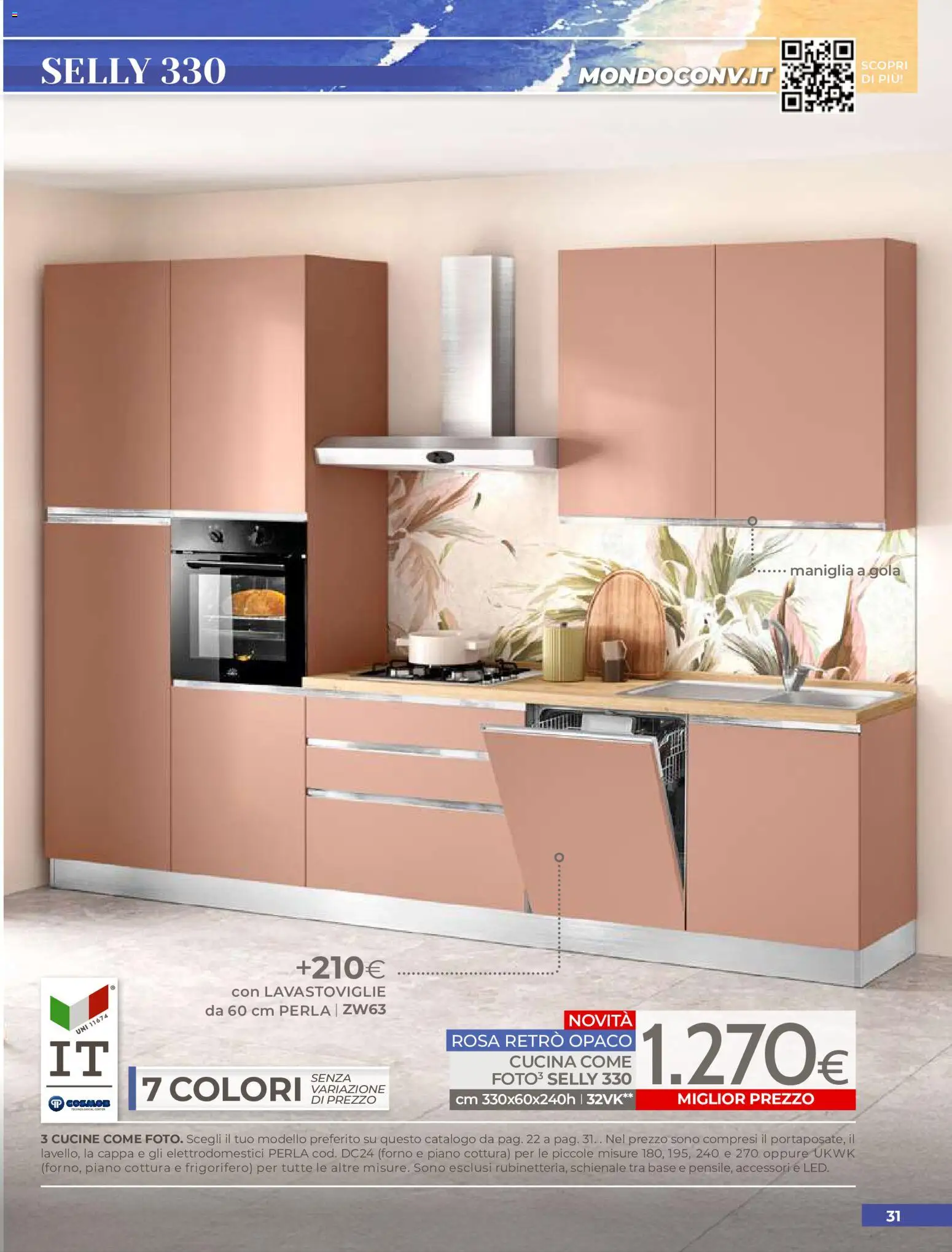 Volantino Mondo Convenienza del 01/07/2026 | Pagina: 33 | Prodotti: Cucine, Piano cottura, Lavastoviglie, Frigorifero