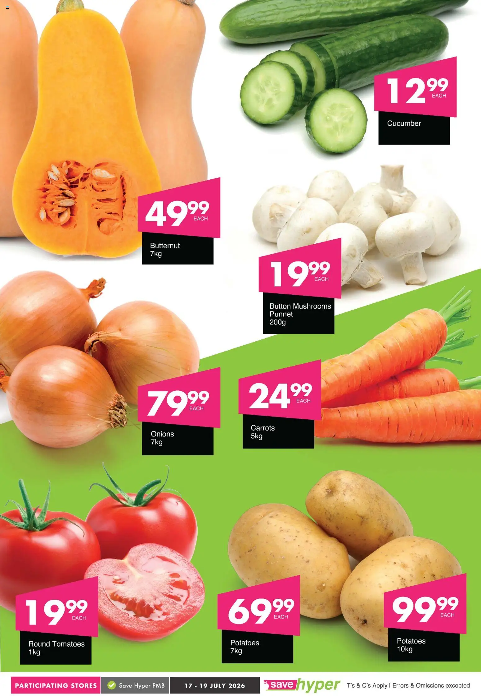 New Save catalogue – valid from 17/07/2026 | Page: 2 | Products: Mushrooms, Tomatoes, Potatoes, Onions