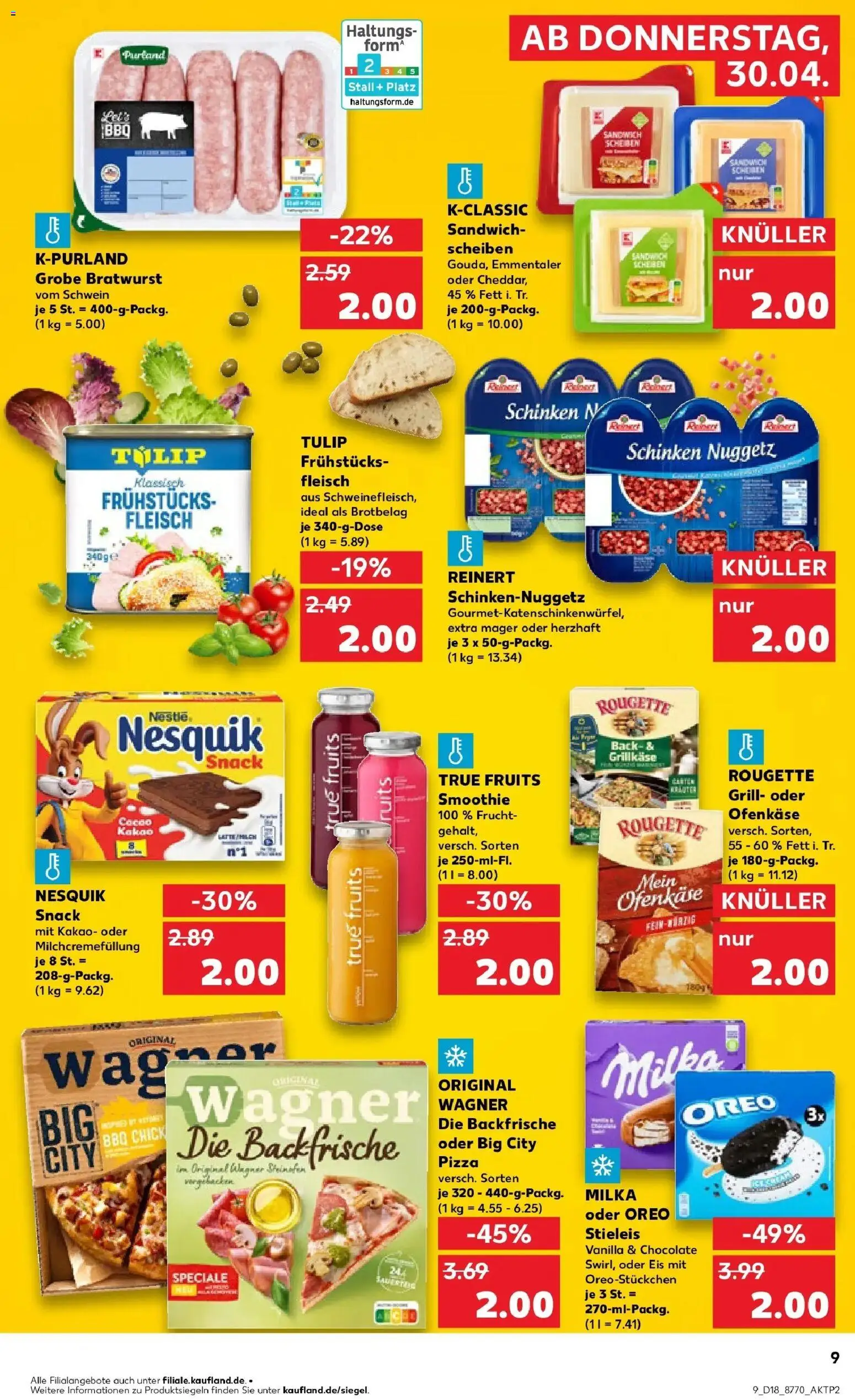 Prospekt Kaufland ab 30.04.2026 » Angebote Online zum Blättern | Seite: 9 | Produkte: Nesquik, Rougette ofenkase, Milka, Eis