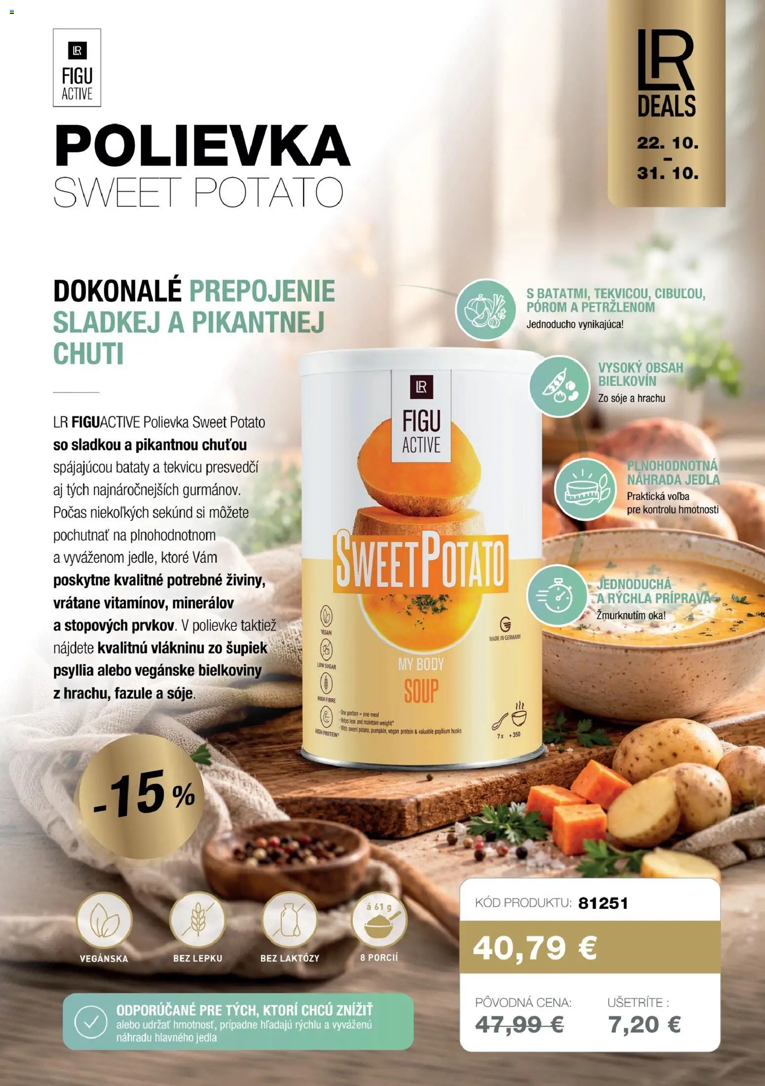 Nové LR akcie – leták je platný od 22.10.2026 | Strana: 10 | Produkty: Protein, Batáty