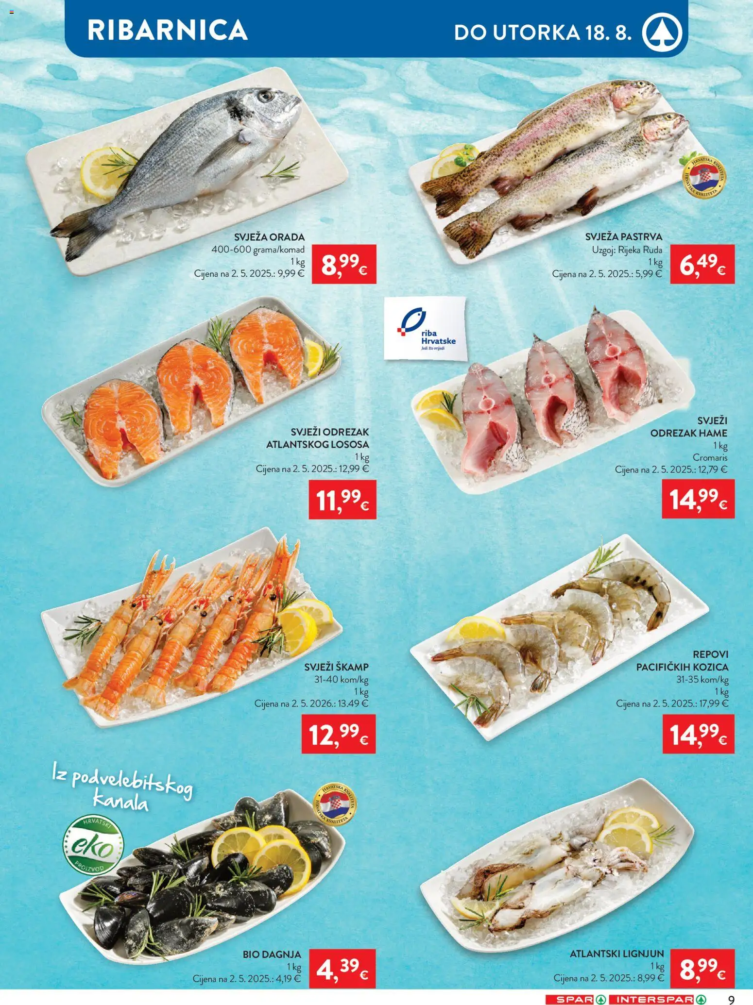 Spar katalog | vrijedi od 12.08.2026 | Stranica: 9 | Proizvodi: Pastrva, Odrezak, Riba, Orada