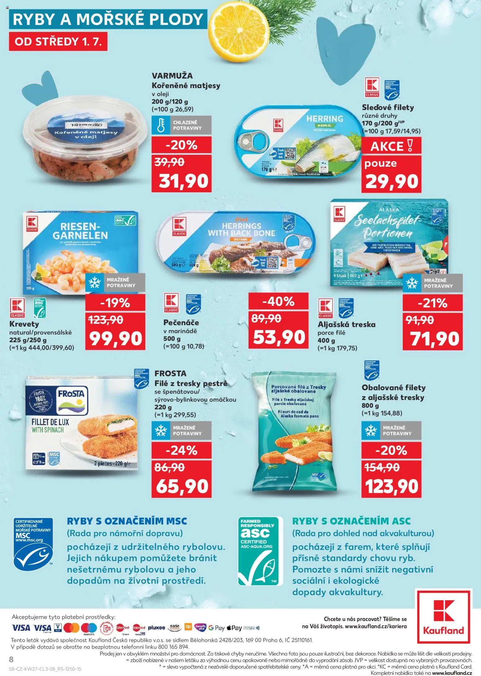 Kaufland leták - Praha 8 od 01.07.2026 | Strana: 8 | Produkty: Aljašská treska, Treska, Potraviny, File