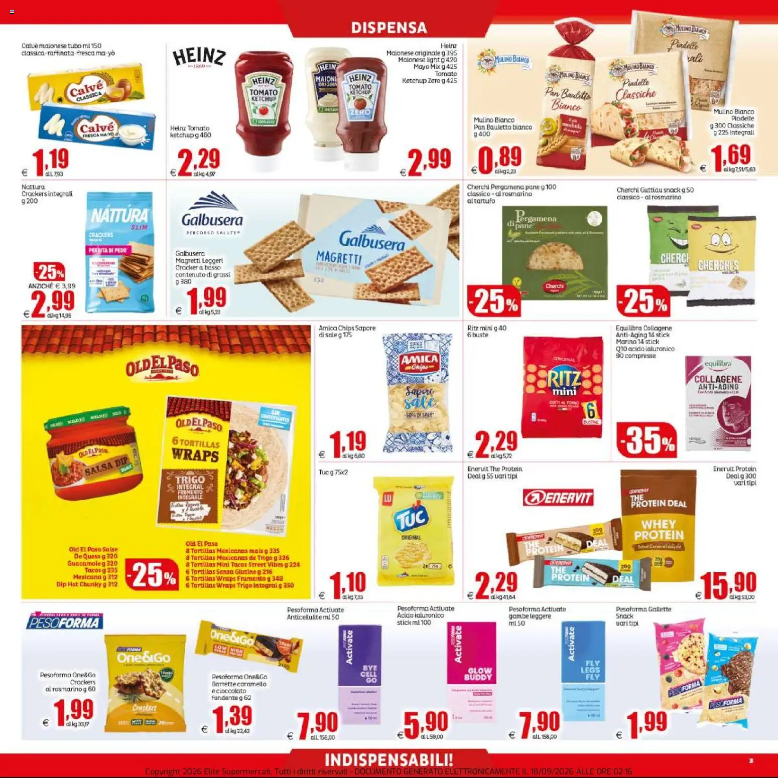Volantino Elite Supermercati del 18/09/2026 | Pagina: 3 | Prodotti: Rosmarino, Maionese, Crackers, The