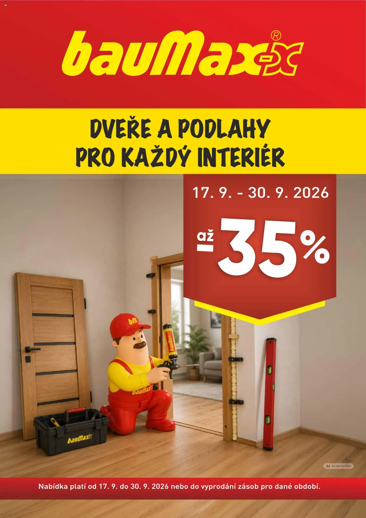 BAUMAX leták - Dveře a podlahy od 17.09.2026 | Strana: 1 | Produkty: Dveře