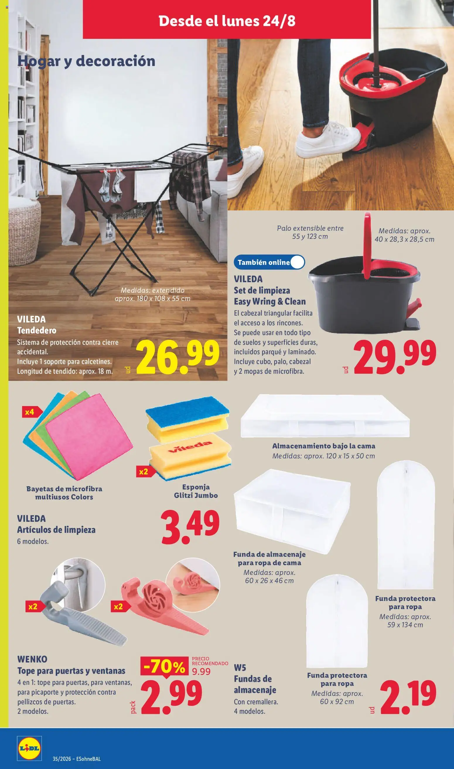 Lidl folleto de bazar │ válido desde el 24/08/2026 | Página: 14 | Productos: Esponja, Cama, Decoración, Puertas