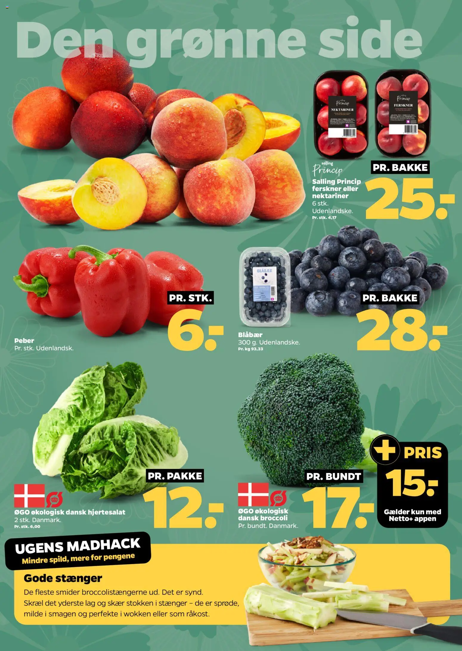 Netto tilbudsavis – gyldig fra 25/07/2026 | Side: 10 | Produkter: Broccoli, Ferskner, Peber, Nektariner