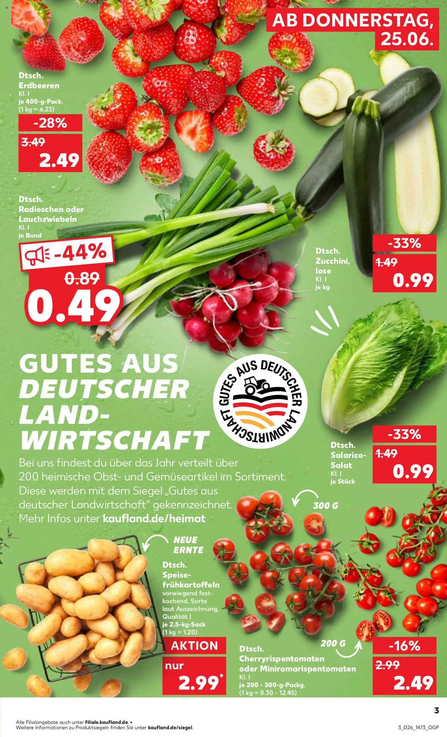 Kaufland Prospekt Jena – gültig ab 25.06.2026 | Seite: 3 | Produkte: Obst, Zucchini, Erdbeeren, Salat