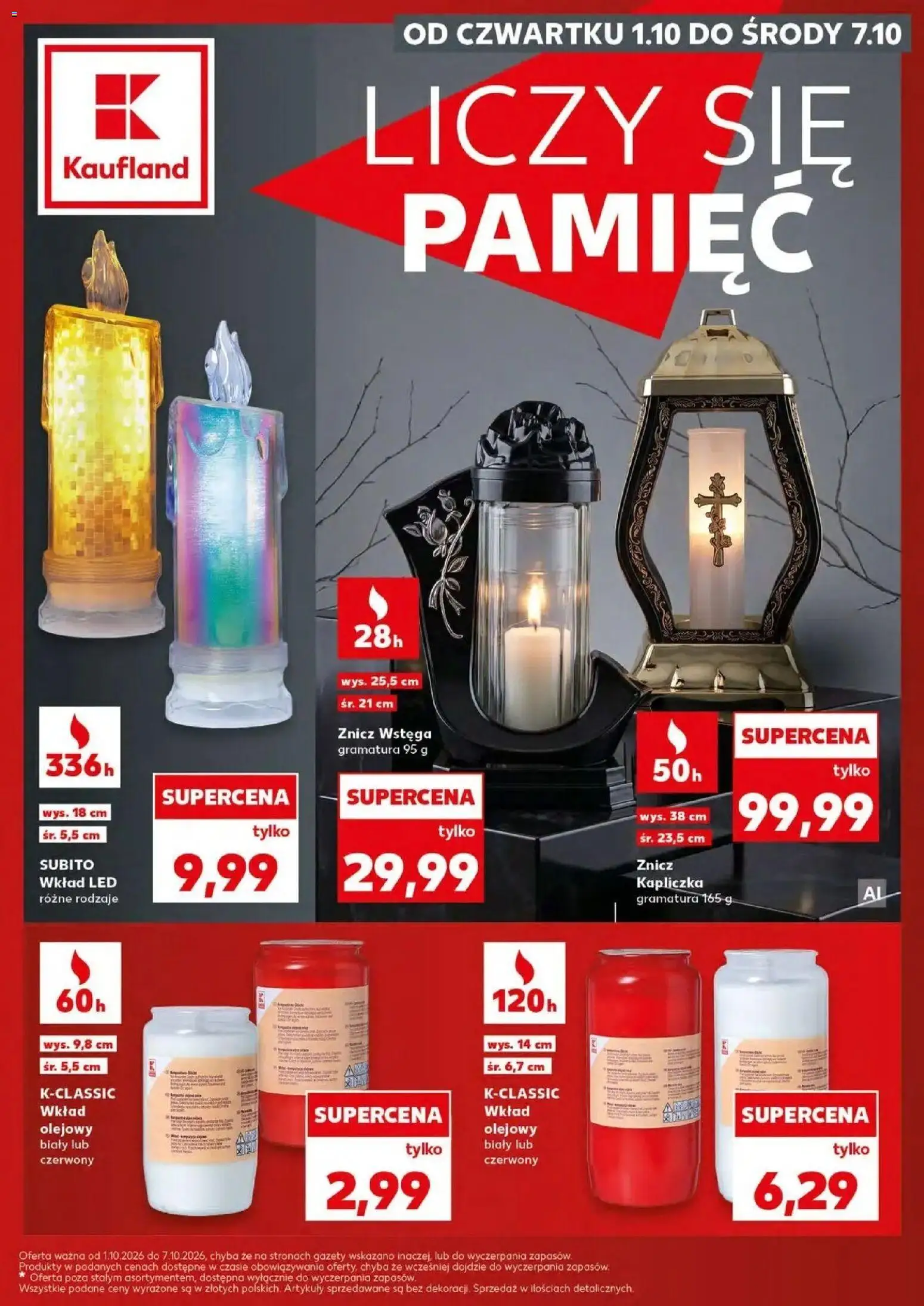 Kaufland gazetka - Znicze od 01.10.2026 - od jutra PDF | Strona: 1 | Produkty: Znicz kapliczka, Gazety