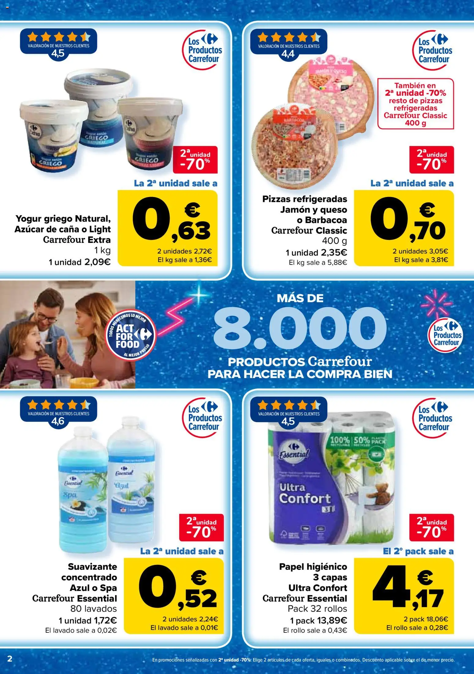 Carrefour folleto │ válido desde el 14/07/2026 | Página: 2 | Productos: Jamón, Pizza, Papel higienico, Suavizante