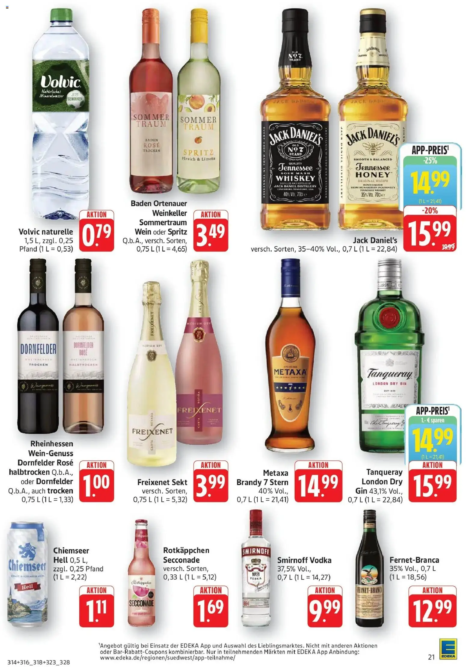Edeka Prospekt Geislingen (ab 12.10.2026) » Angebote Online | Seite: 21 | Produkte: Jack Daniel's, Vodka, Gin, Whiskey