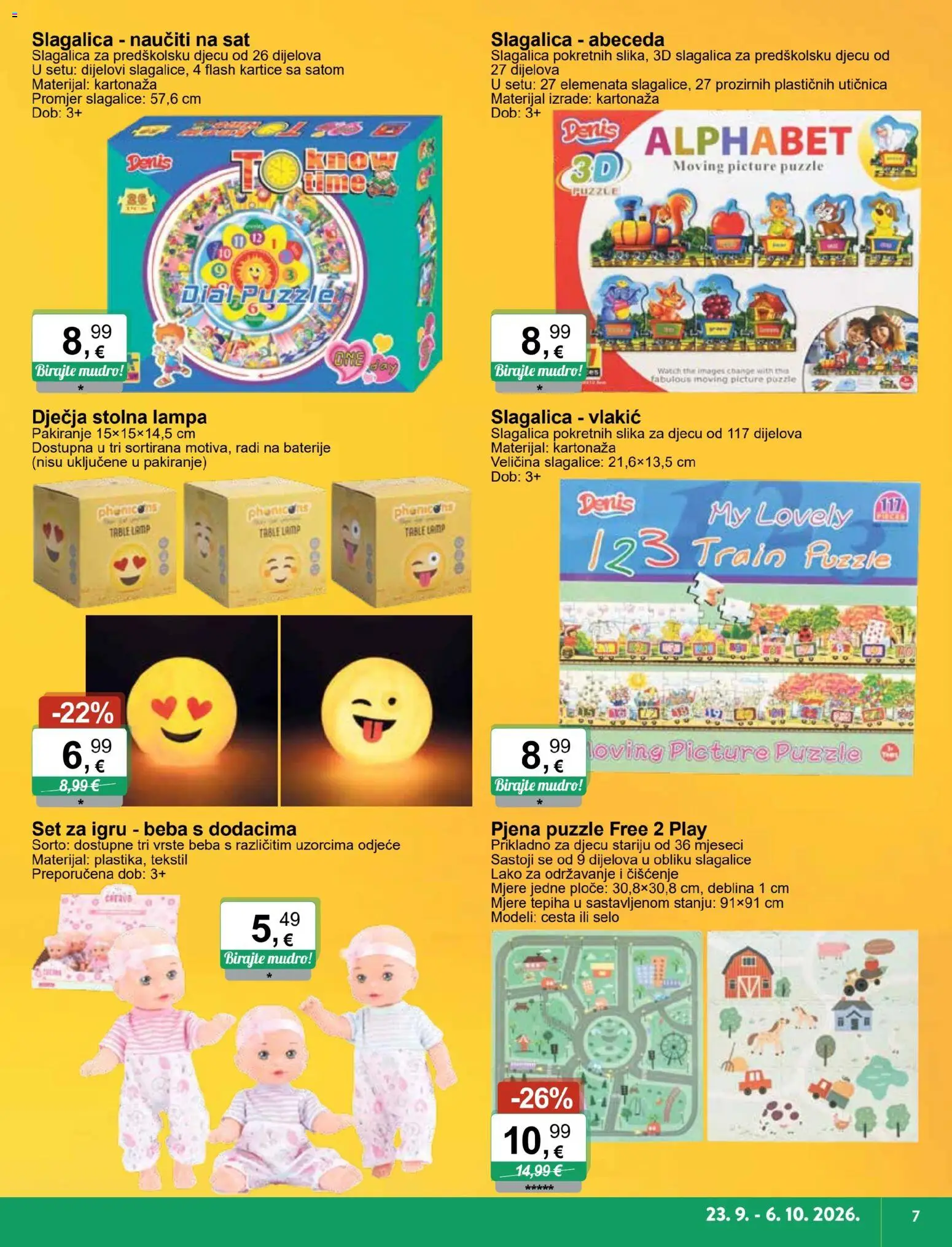 KTC katalog | vrijedi od 23.09.2026 | Stranica: 7 | Proizvodi: Puzzle, Stolna lampa, Utičnica, Sat