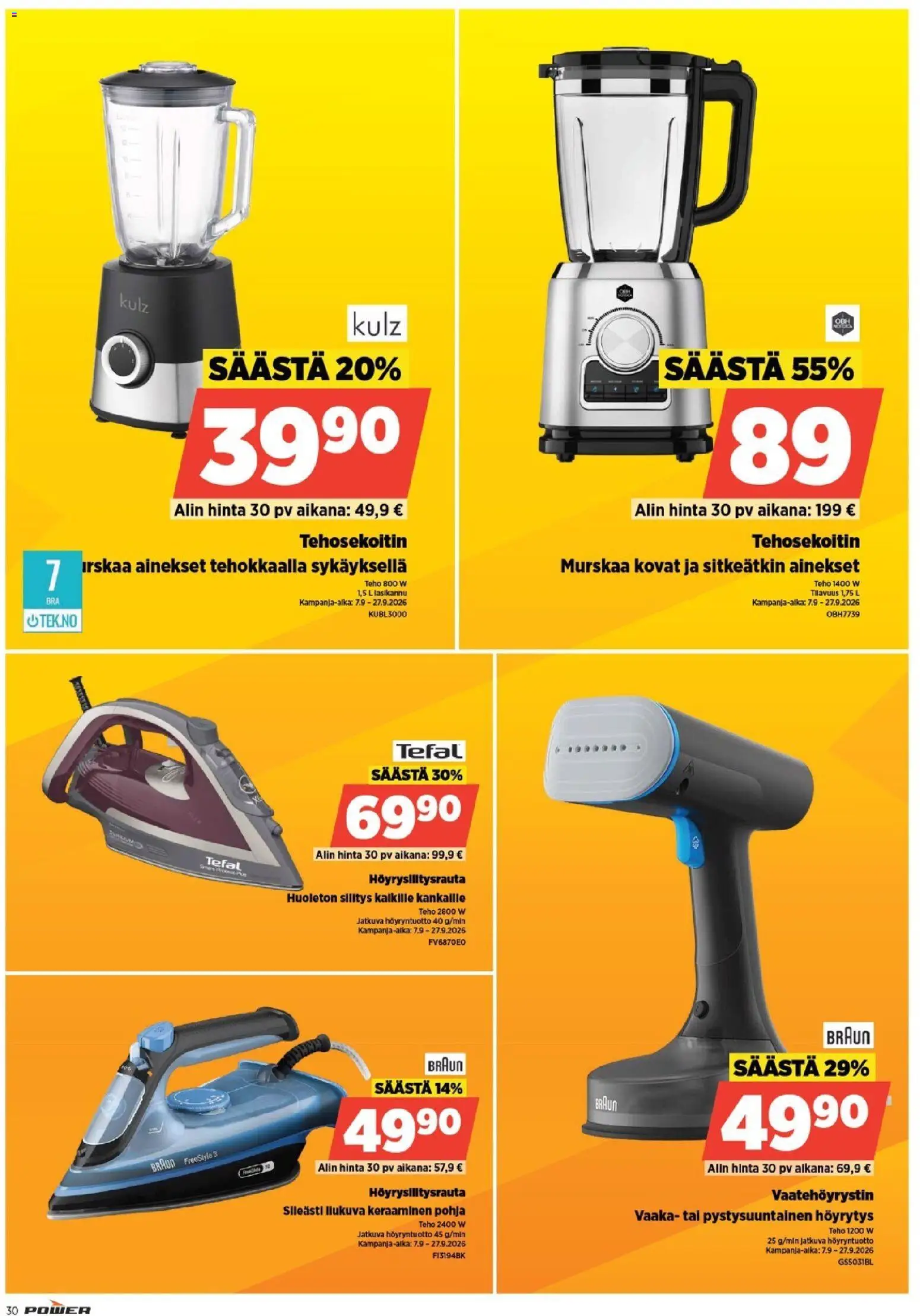 Power tarjoukset – voimassa 25/08/2026 alkaen | Sivu: 30 | Tuotteet: Vaaka, Tehosekoitin
