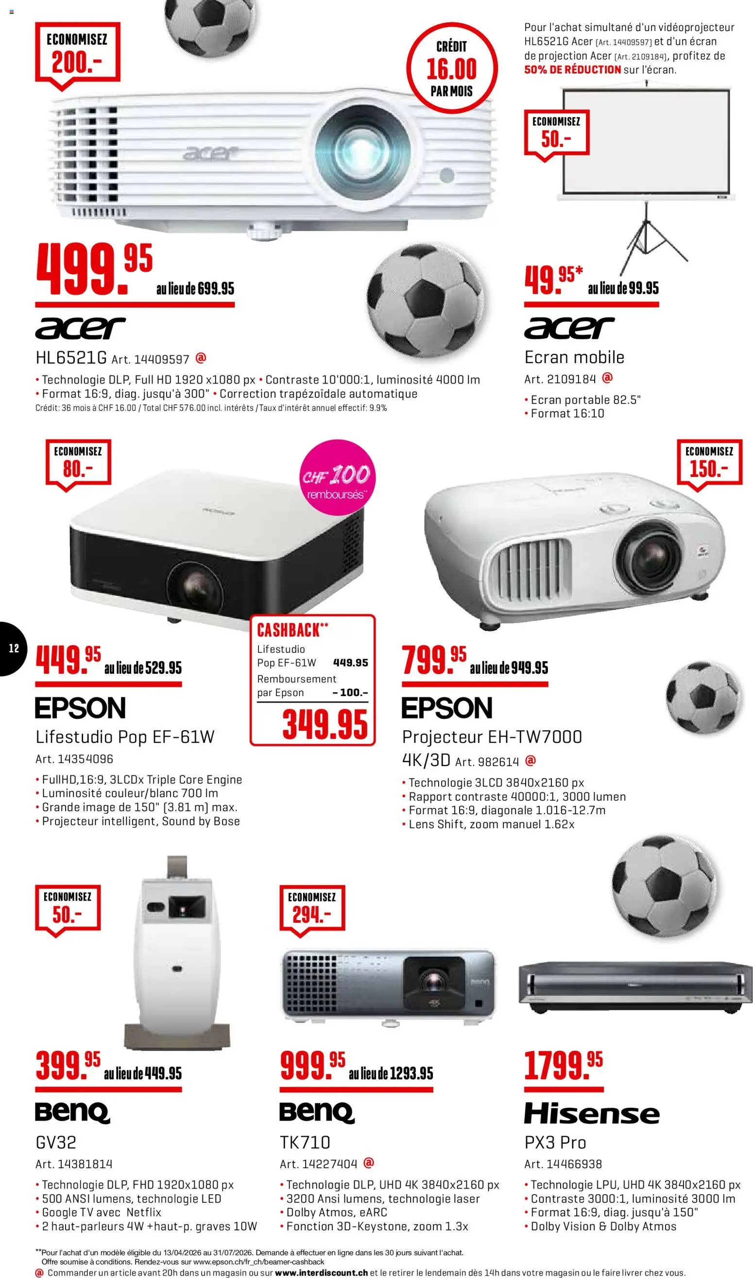 Interdiscount aktionen FR – gültig ab 08.06.2026 | Seite: 12 | Produkte: TV, Epson, Hisense