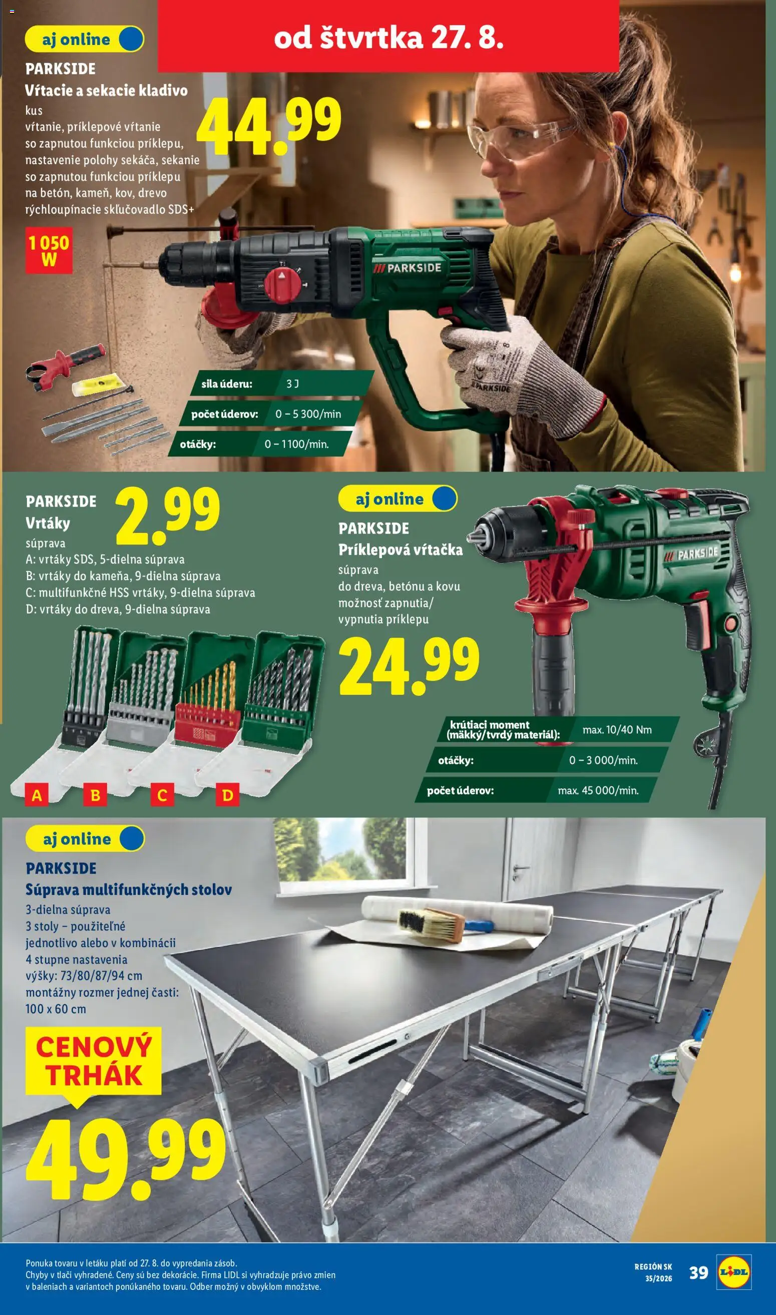 Nové Lidl akcie – leták je platný od 24.08.2026 | Strana: 79 | Produkty: Príklepová vŕtačka, Vŕtačka, Parkside