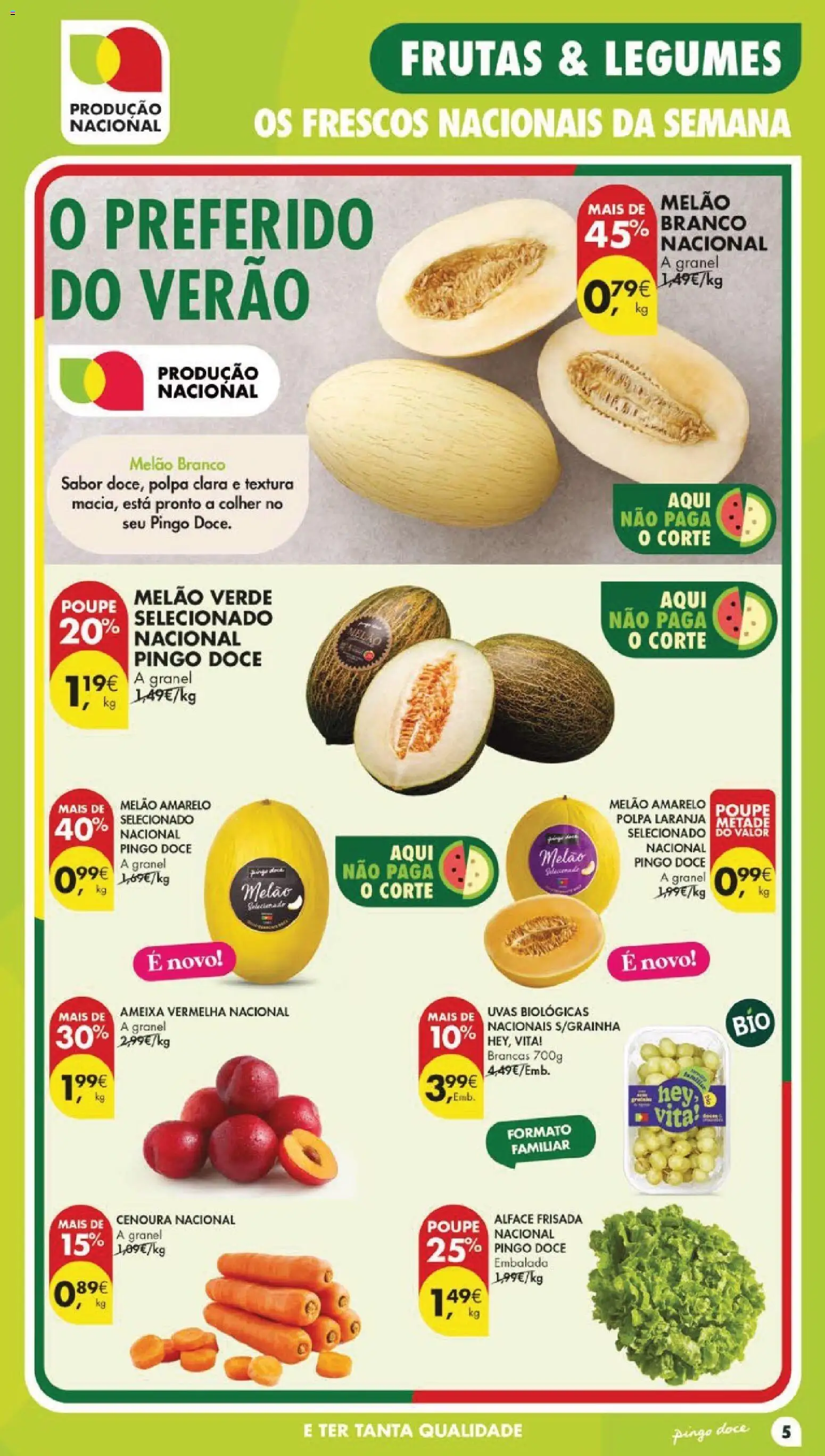 Pingo Doce folheto │ válido de 11/08/2026 | Página: 5 | Produtos: Legumes, Melão amarelo, Frutas, Melão