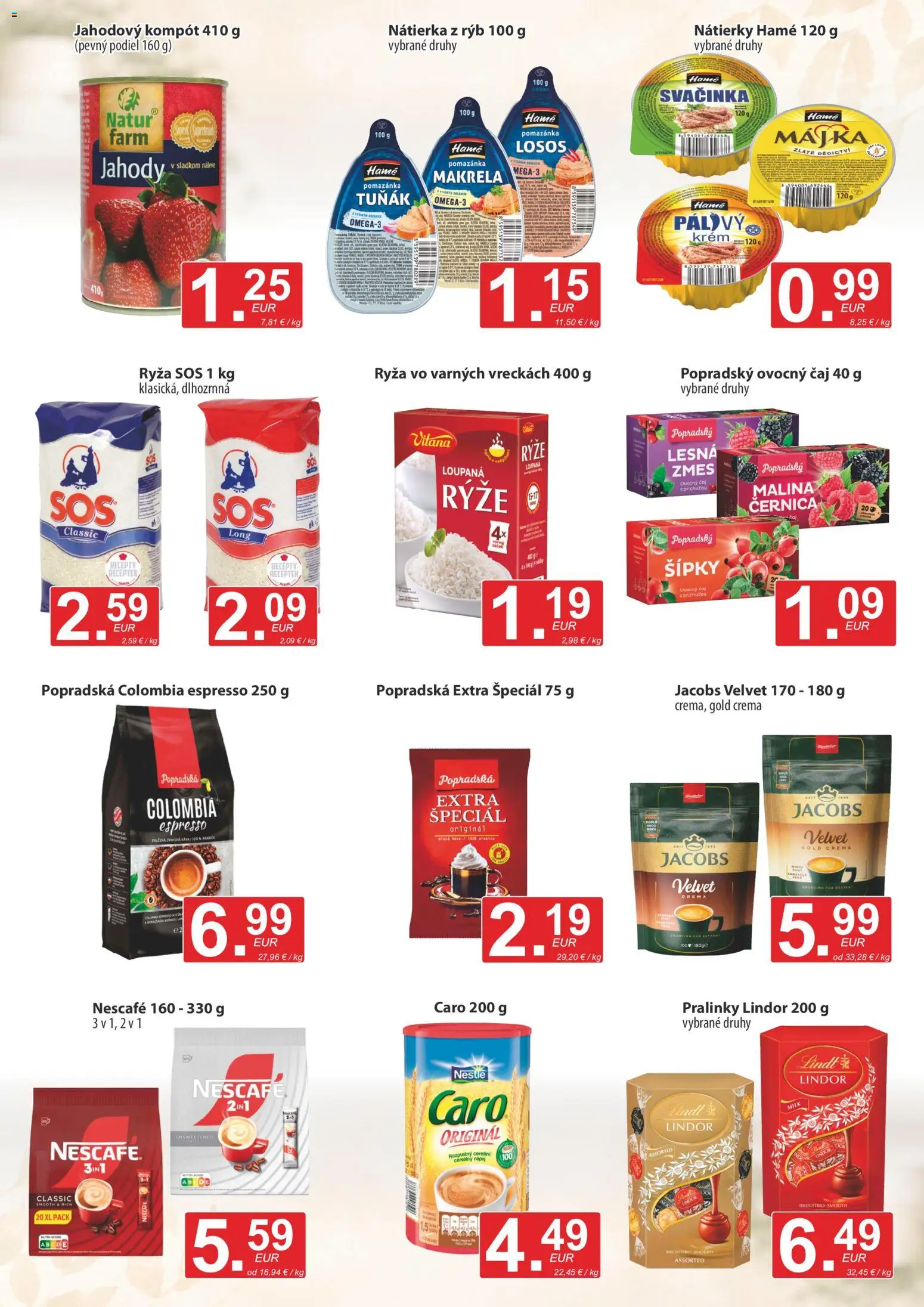 Nové CBA Verex akcie – leták je platný od 20.08.2026 | Strana: 7 | Produkty: Makrela, Lindt, Caro, Losos