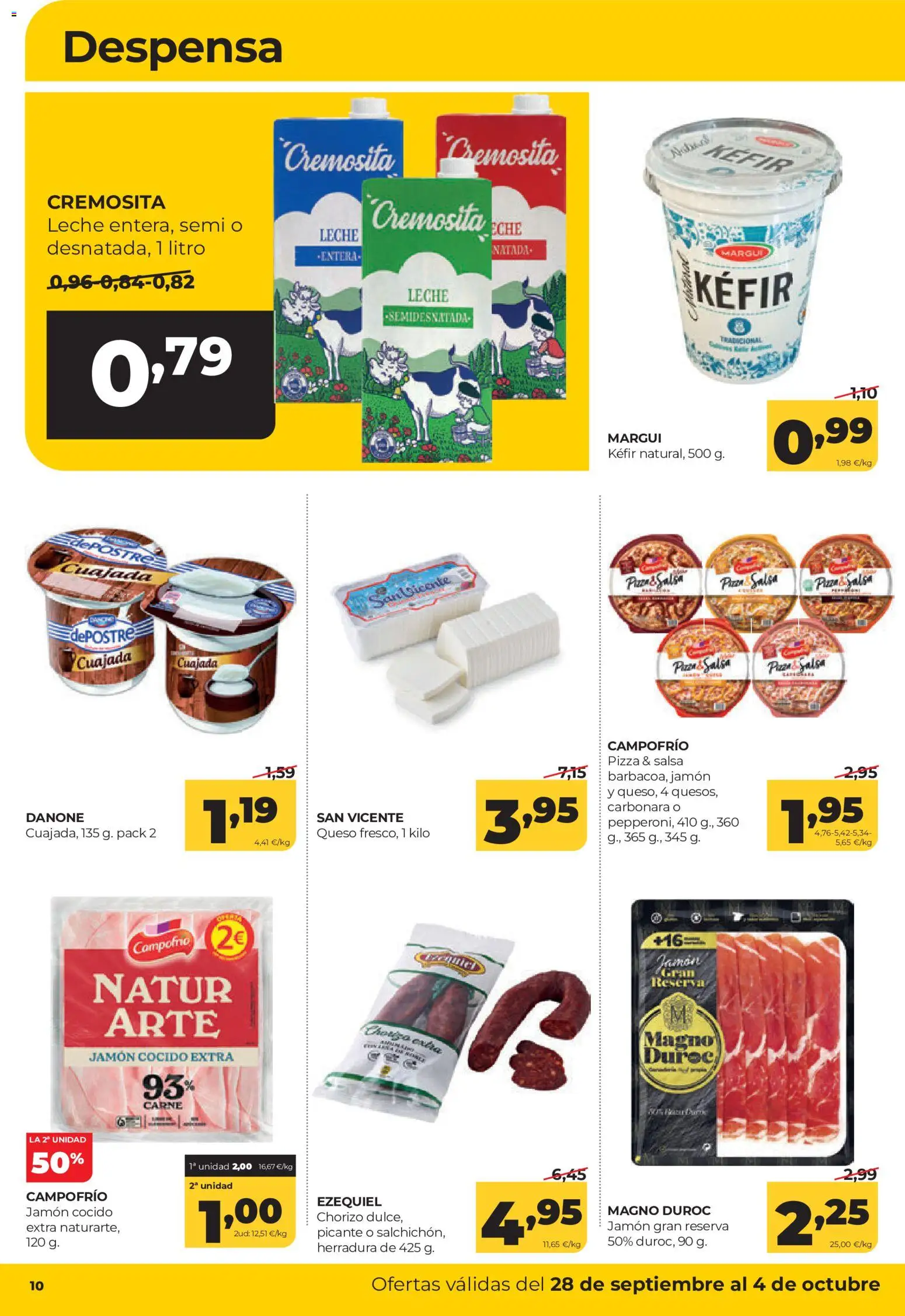 Alimerka folleto Castilla y León │ válido desde el 28/09/2026 | Página: 10 | Productos: Kéfir, Leche semidesnatada, Queso, Carne