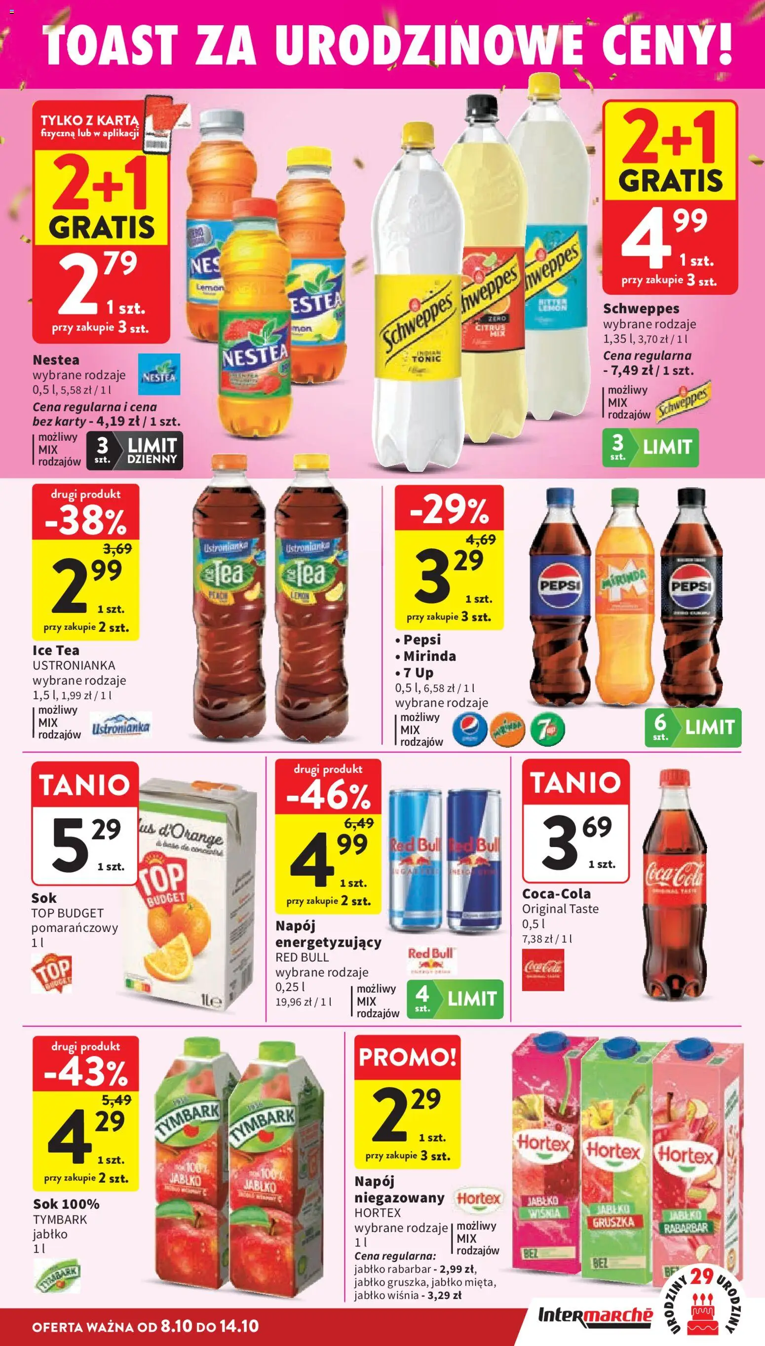 Intermarche gazetka od 08.10.2026 | Strona: 33 | Produkty: Ice Tea, Coca cola, Tonic, Pepsi mirinda