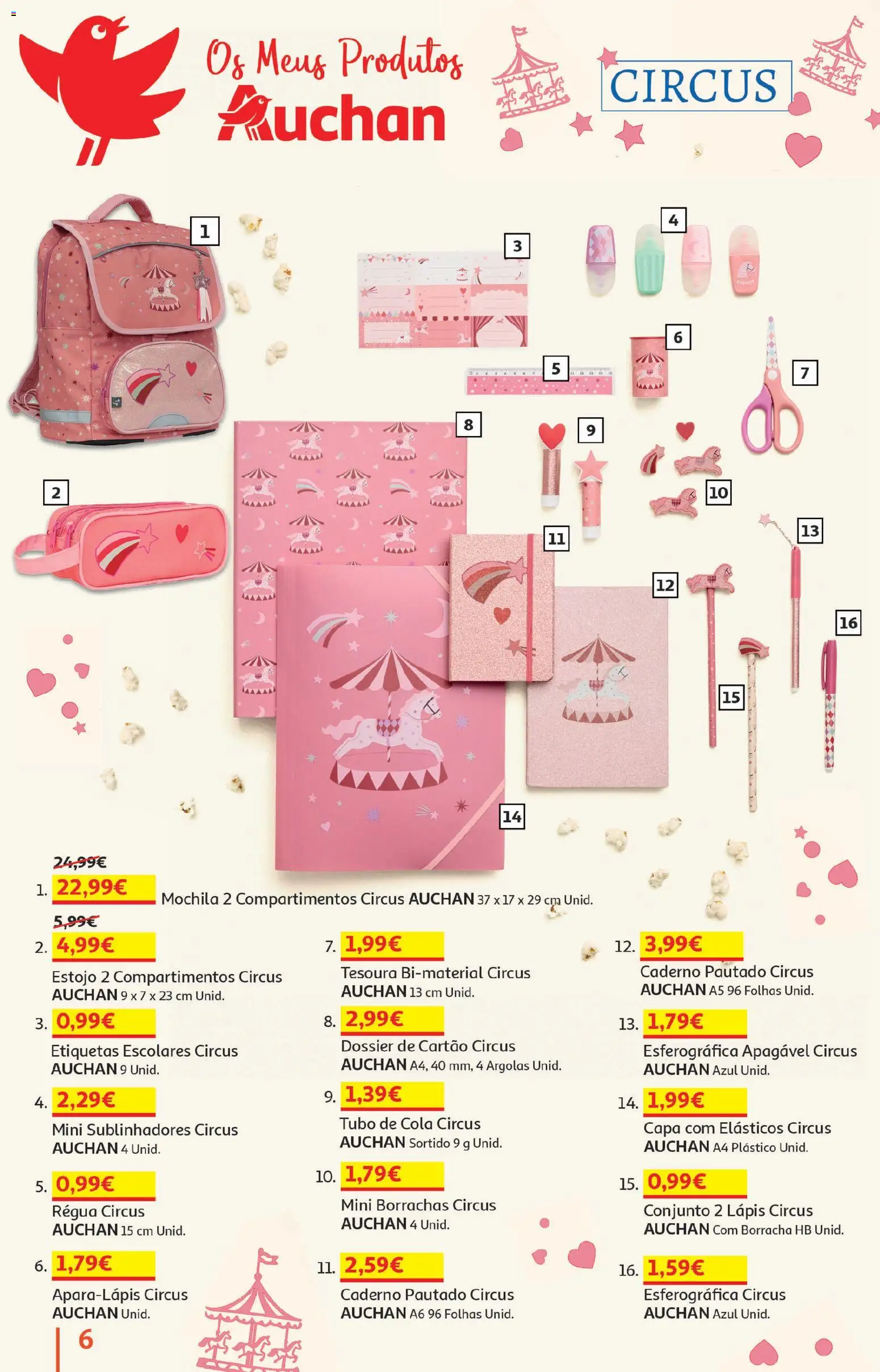 Auchan - Folheto Escolar │ válido de 05/08/2026 | Página: 6 | Produtos: Mochila, Caderno