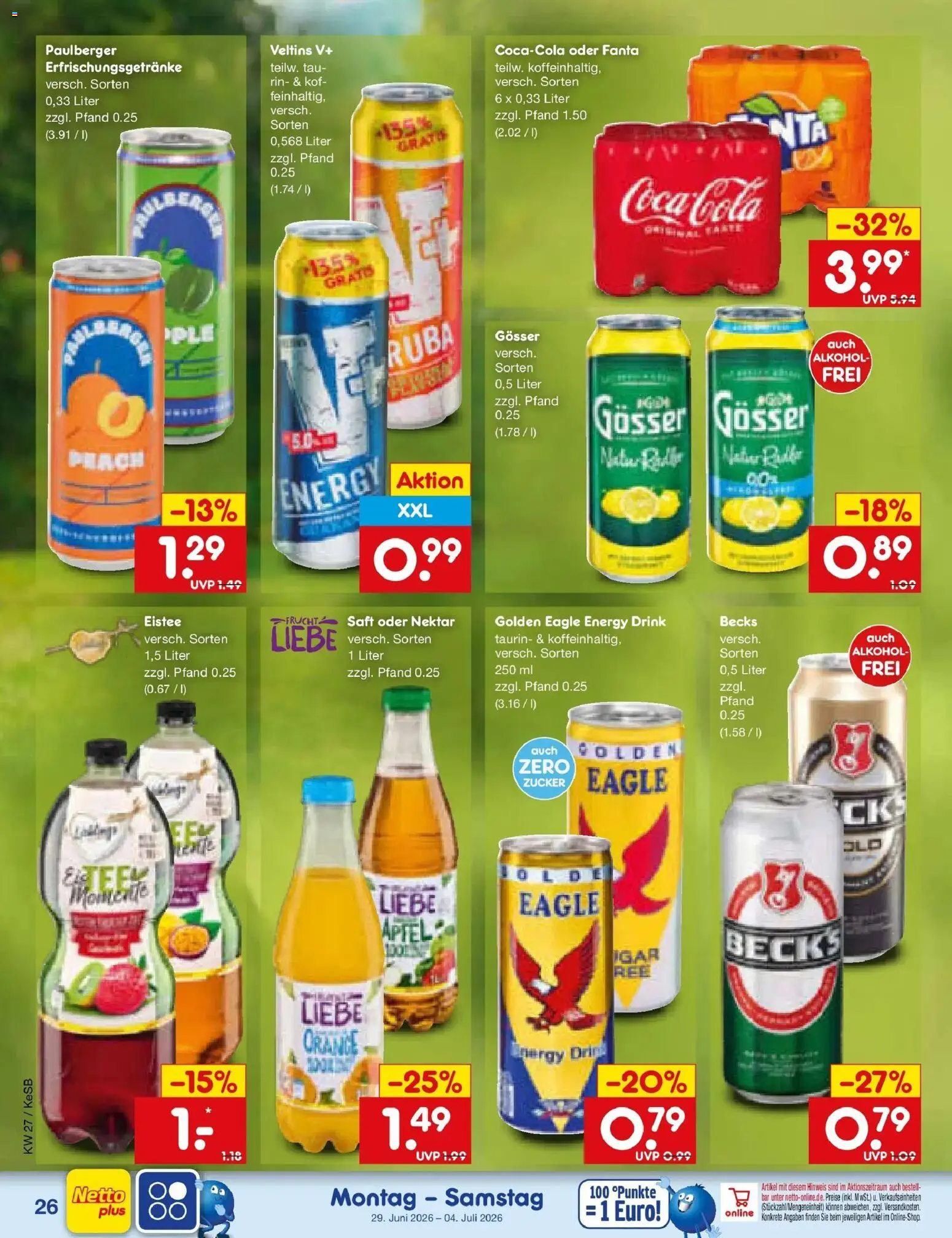 Netto Marken-Discount Prospekt Bonn – gültig ab 29.06.2026 | Seite: 38 | Produkte: Coca cola, Fanta, Saft, Veltins