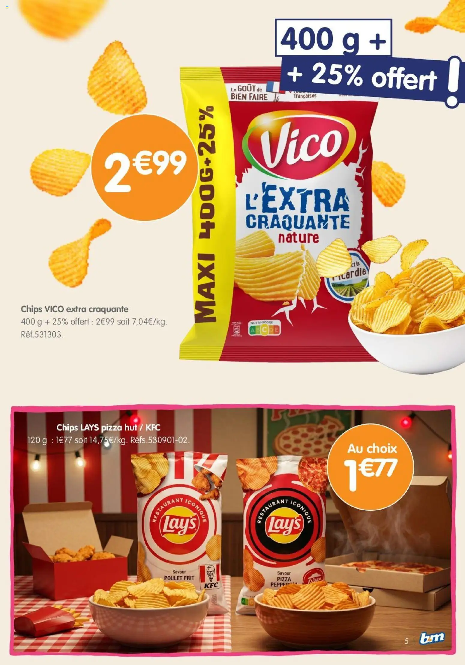 {H1} | Page: 5 | Produits: Pizza, Chips