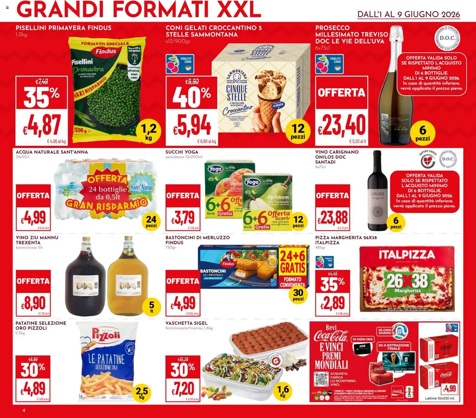 Volantino Pan del 01.06.2026 | Pagina: 4 | Prodotti: Pizza, Merluzzo, Patatine, Coca Cola