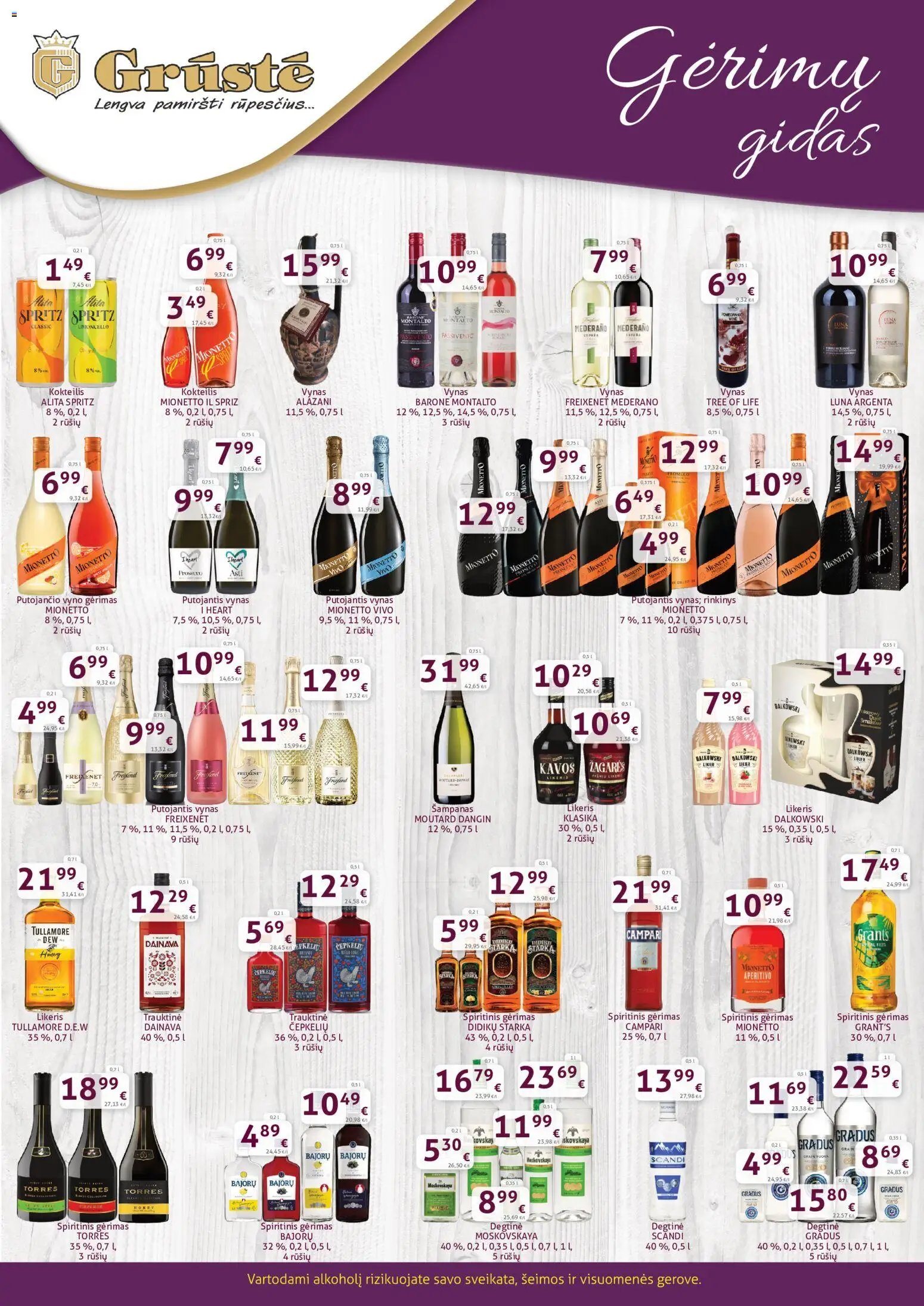 GRUSTE akcijos nuo 01.05.2026 | Puslapis: 1 | Prekių: Degtinė, Vynas