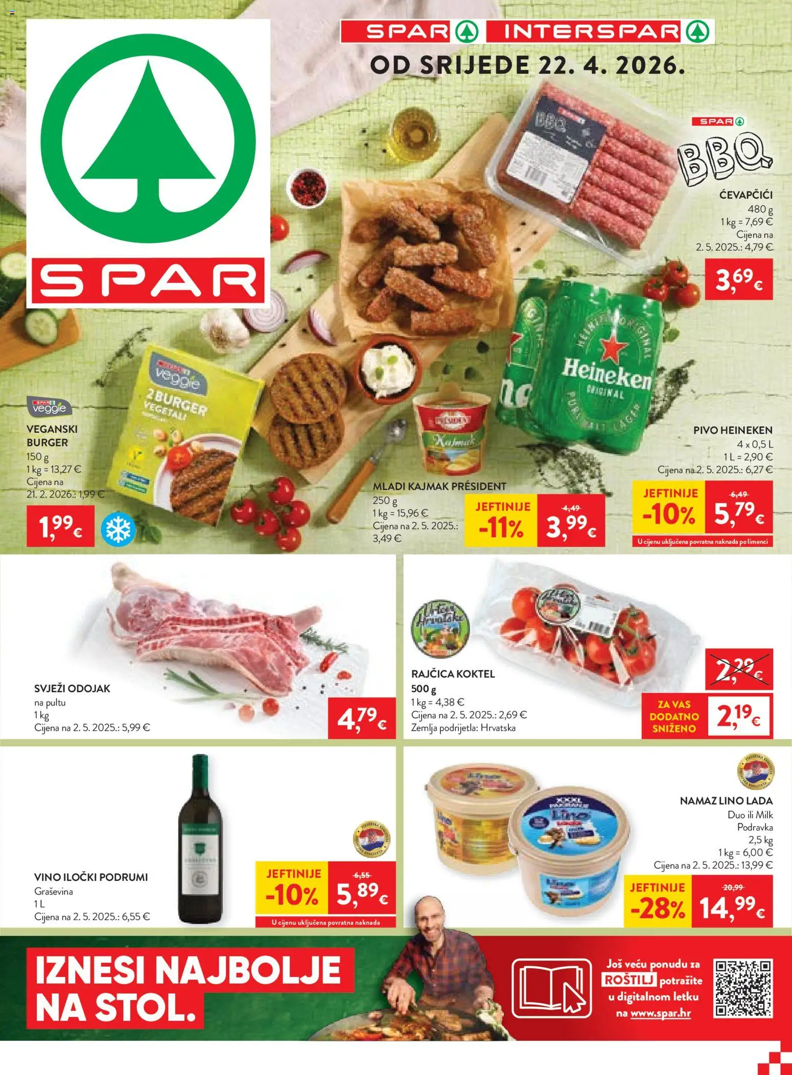 Spar katalog | vrijedi od 22.04.2026 | Stranica: 1 | Proizvodi: Roštilj, Lino Lada, Vino, Ćevapčići