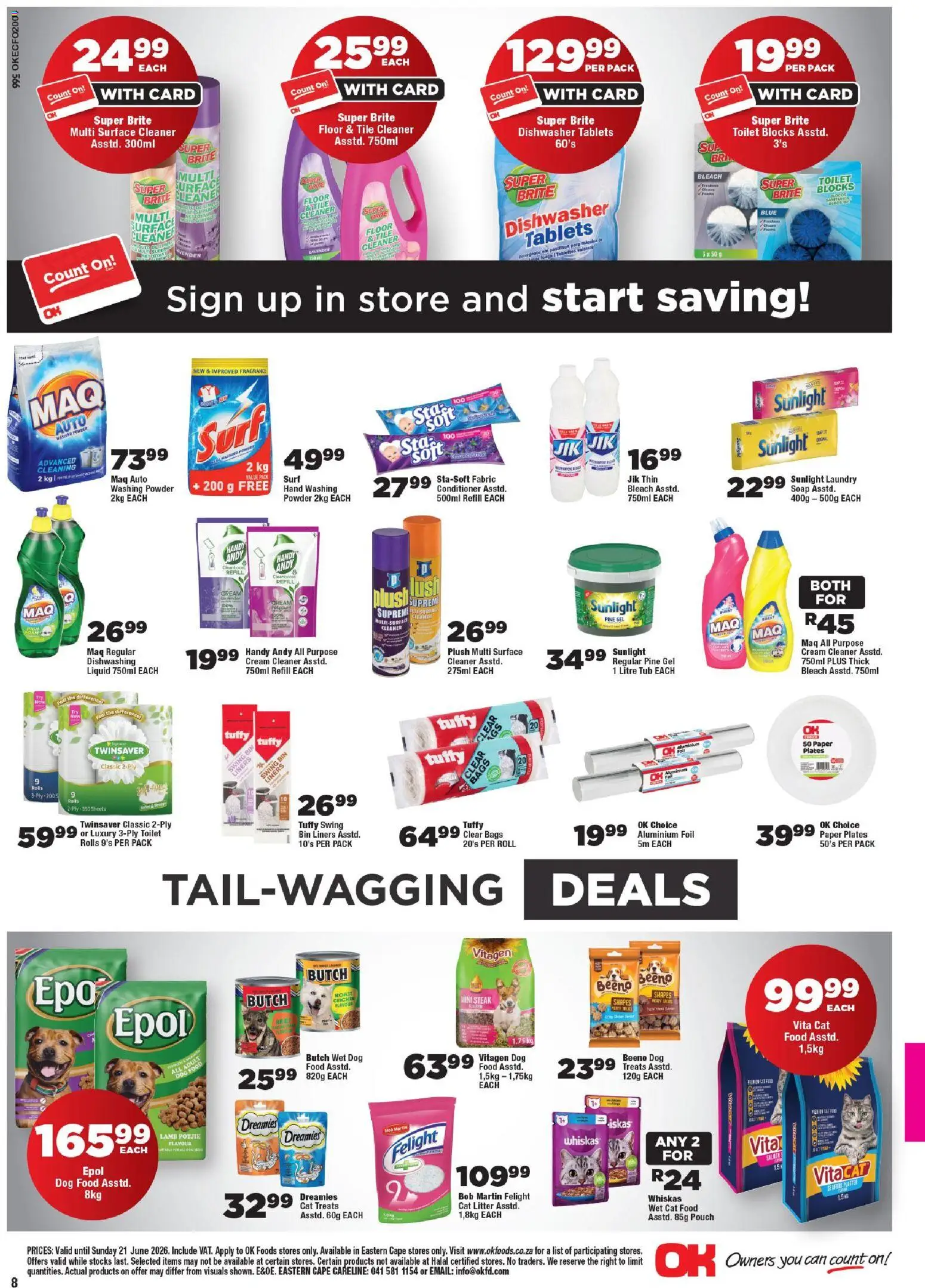 New OK Foods catalogue – valid from 10.06.2026 | Page: 8 | Products: Toilet, Paper plates, Cat food, Cat litter