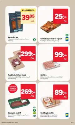 Varmrökt lax, 125g, flera sorter, jfr-pris 319,60/kg - Förhandsvisning av reklamblad från butik Hemköp aktuell från 11.05.2026 | Sida: 2