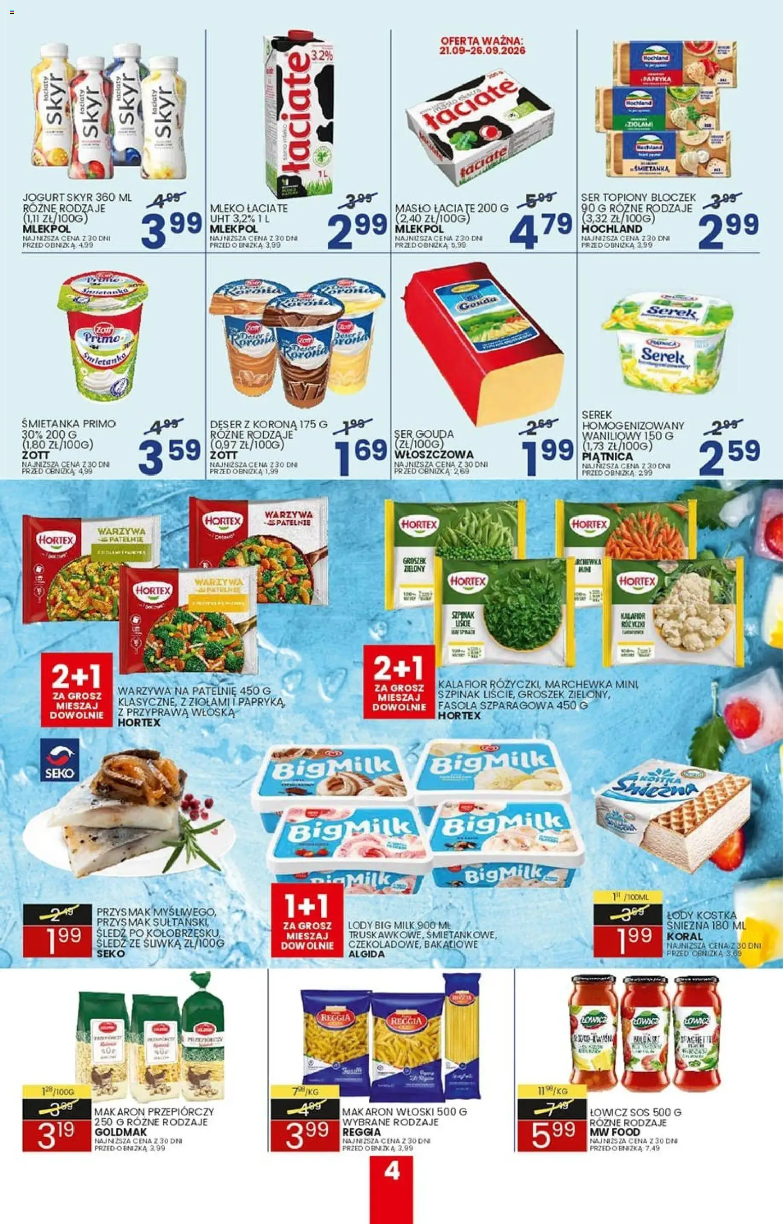 Wafelek gazetka od 21.09.2026 | Strona: 4 | Produkty: Groszek, Ser, Fasola, Makaron