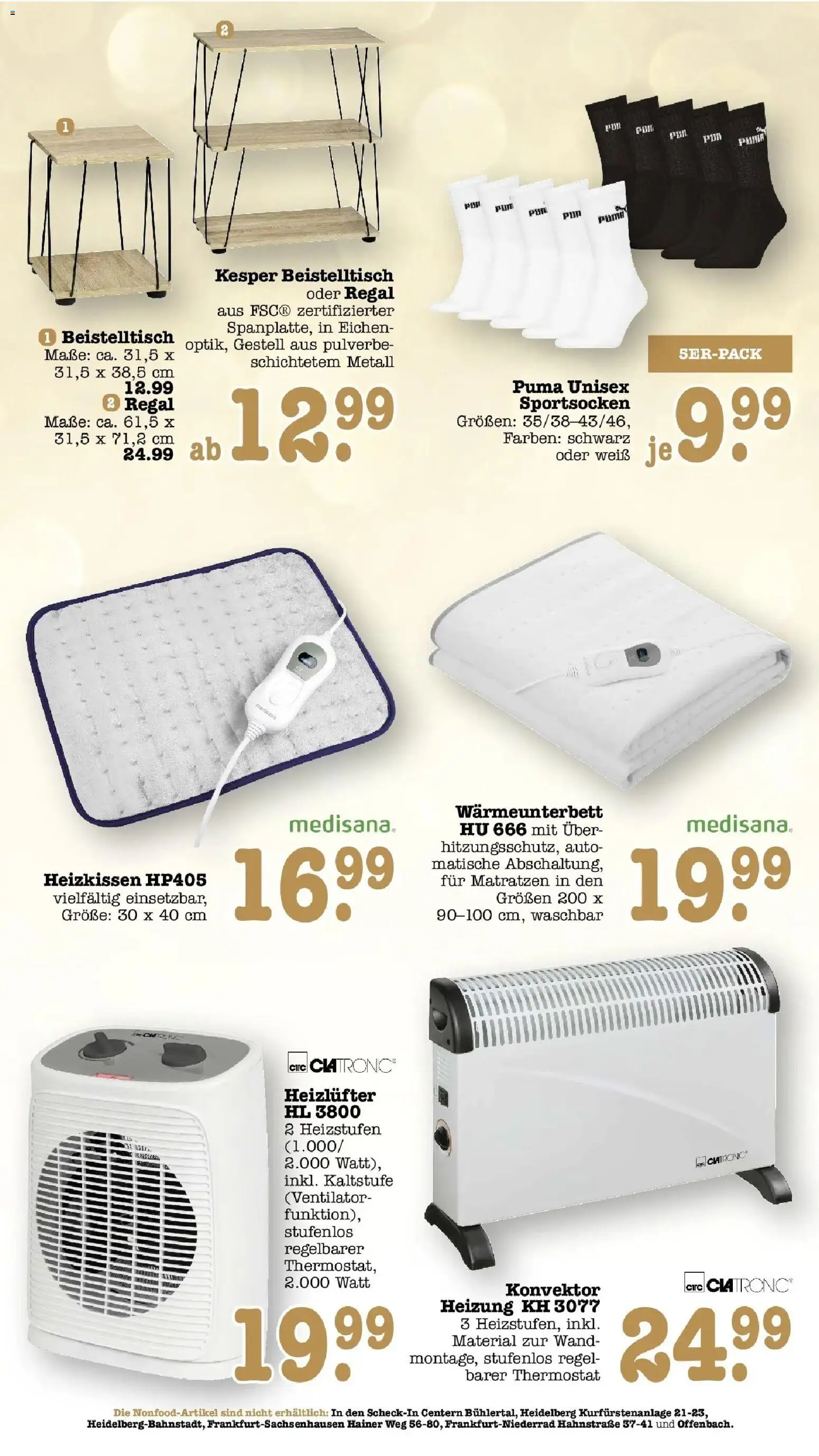 Edeka Prospekt Heidelberg (ab 28.09.2026) » Angebote Online | Seite: 57 | Produkte: Ventilator, Beistelltisch, Regal, Heizkissen