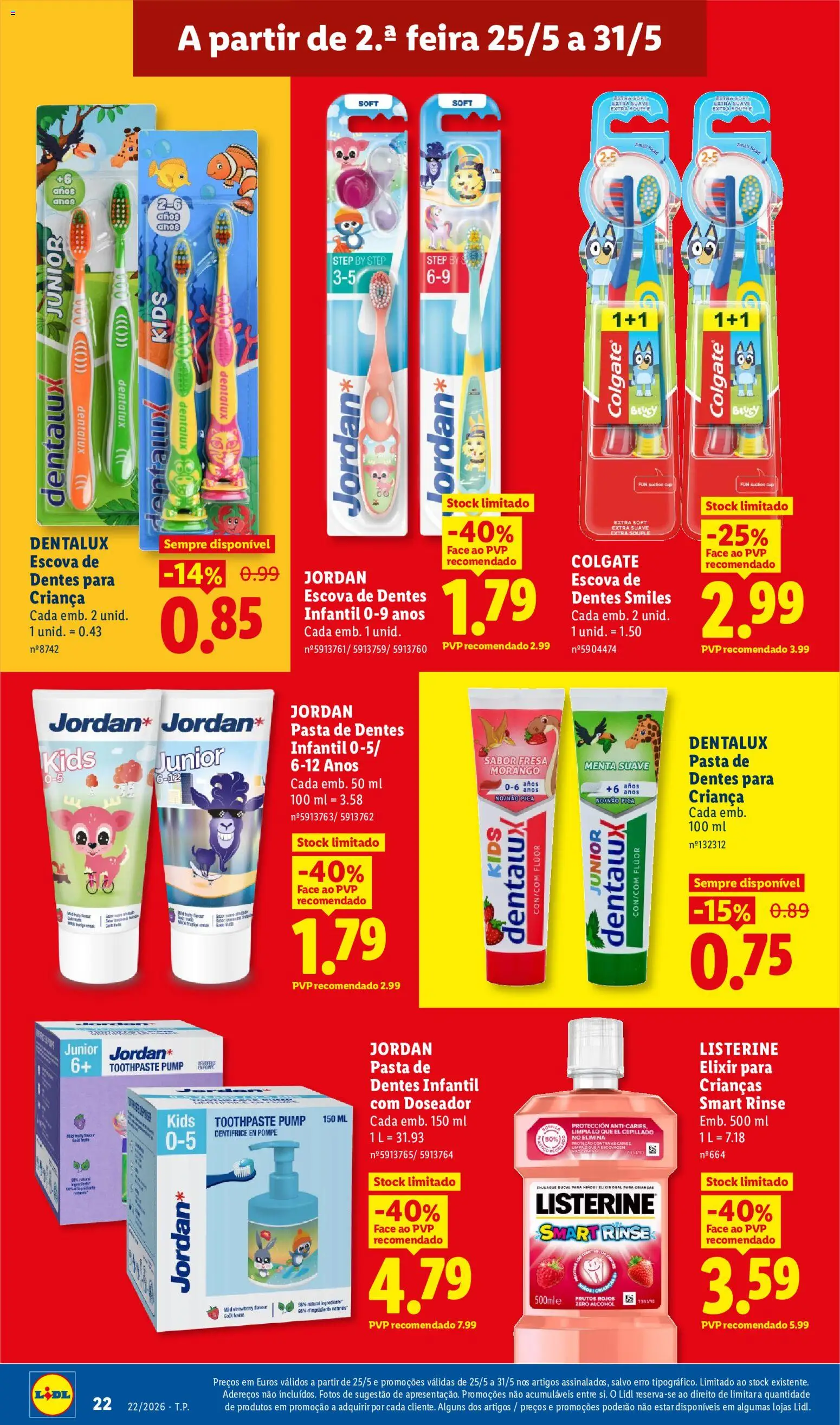 Lidl folheto │ válido de 25.05.2026 | Página: 22 | Produtos: Pasta de dentes, Escova de dentes