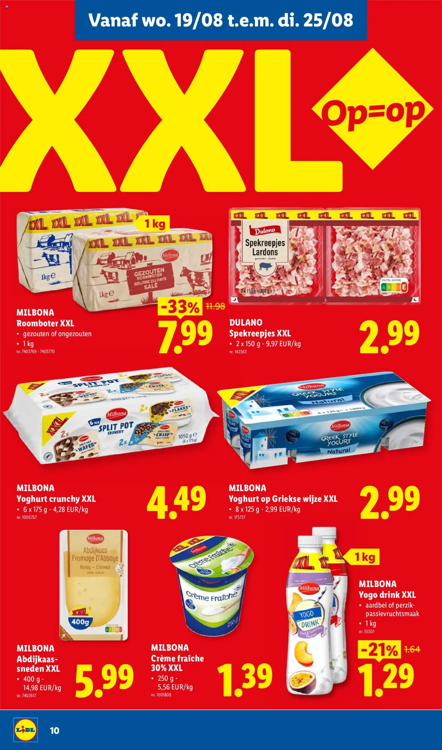 {H1} | Pagina: 10 | Producten: Roomboter, Aardbei, Pot, Yoghurt