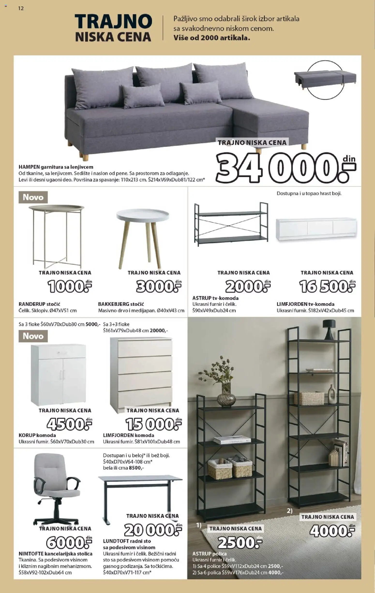 Jysk katalog - važi od 02.09.2026 | Strana: 12 | Proizvode: Sofa, Polica, Sto, Kancelarijska stolica