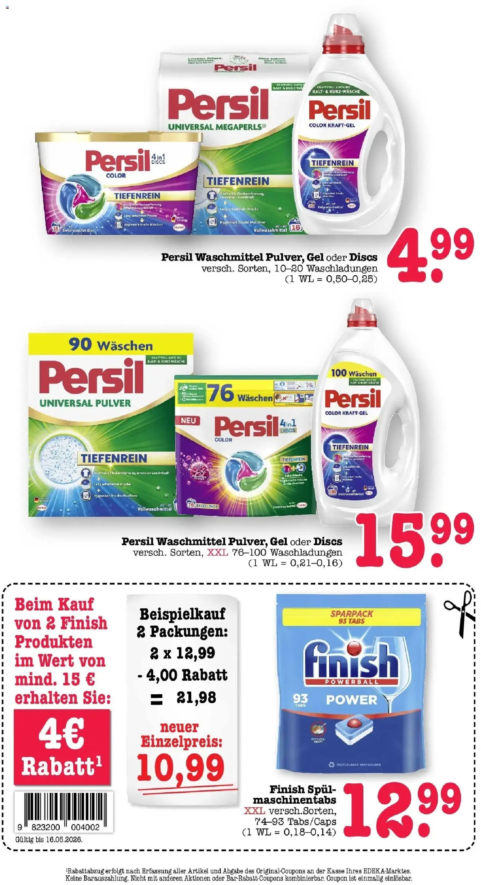 Edeka prospekt Bühlertal	 – gültig ab 10.05.2026 | Seite: 62 | Produkte: Finish, Waschmittel, Spülmaschinentabs, Persil