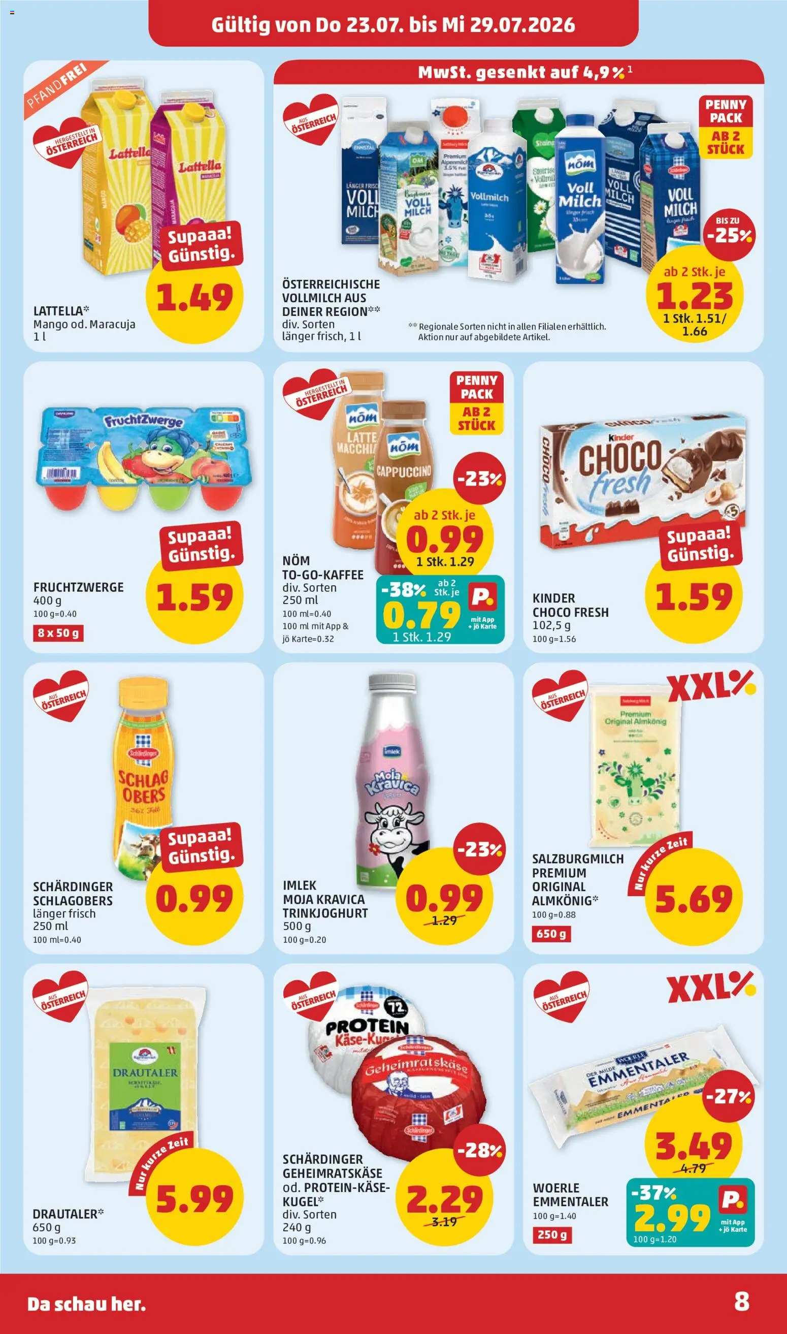 Penny Markt Flugblatt gültig ab 23.07.2026 | Seite: 8 | Produkte: Mango, Milch