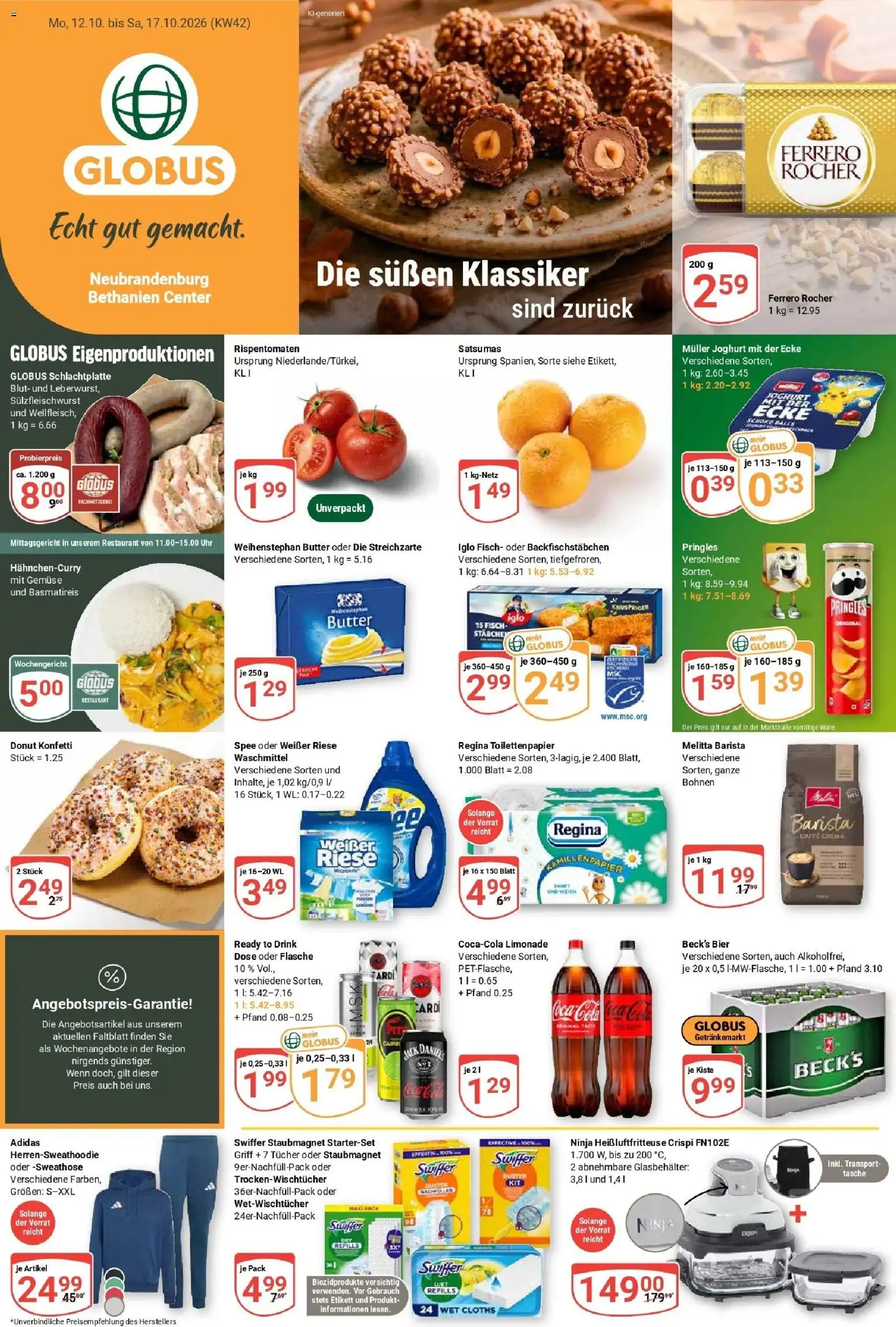 Globus Prospekt Neubrandenburg (ab 12.10.2026) » Angebote online | Seite: 1 | Produkte: Tasche, Butter, Iglo, Swiffer