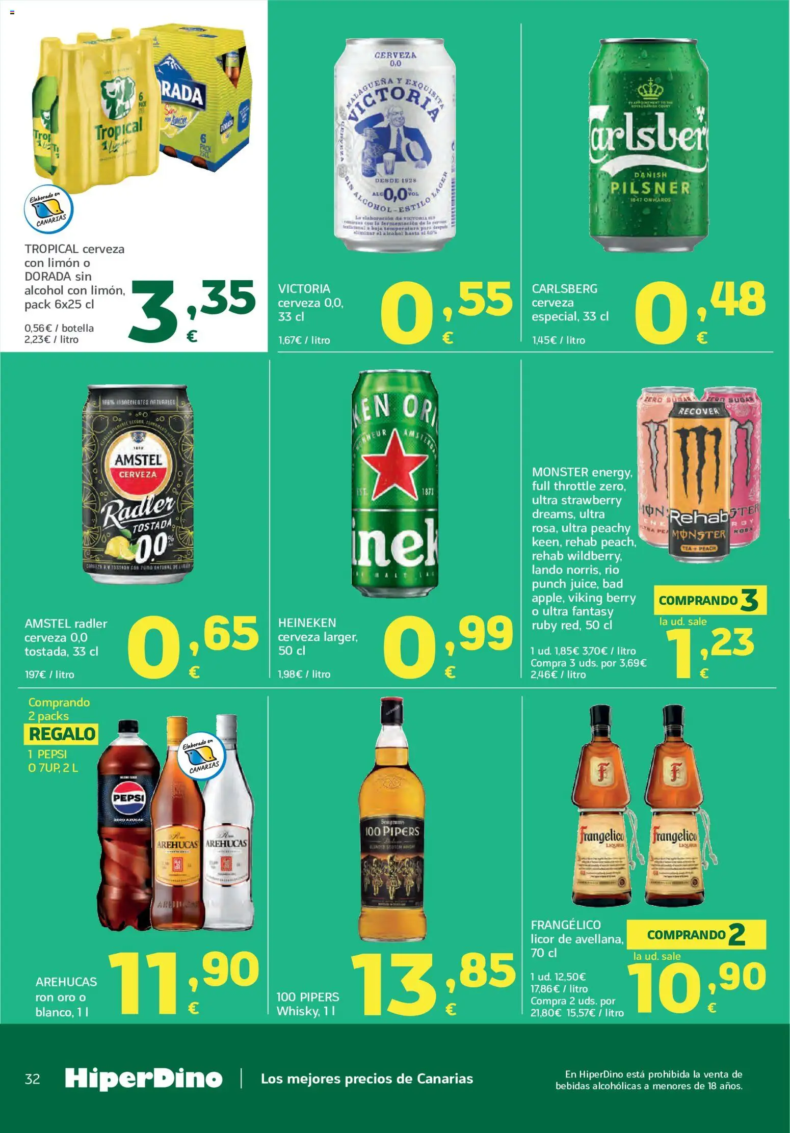 HiperDino folleto │ válido desde el 25/08/2026 | Página: 32 | Productos: Licor, Radler, Cerveza, Limón