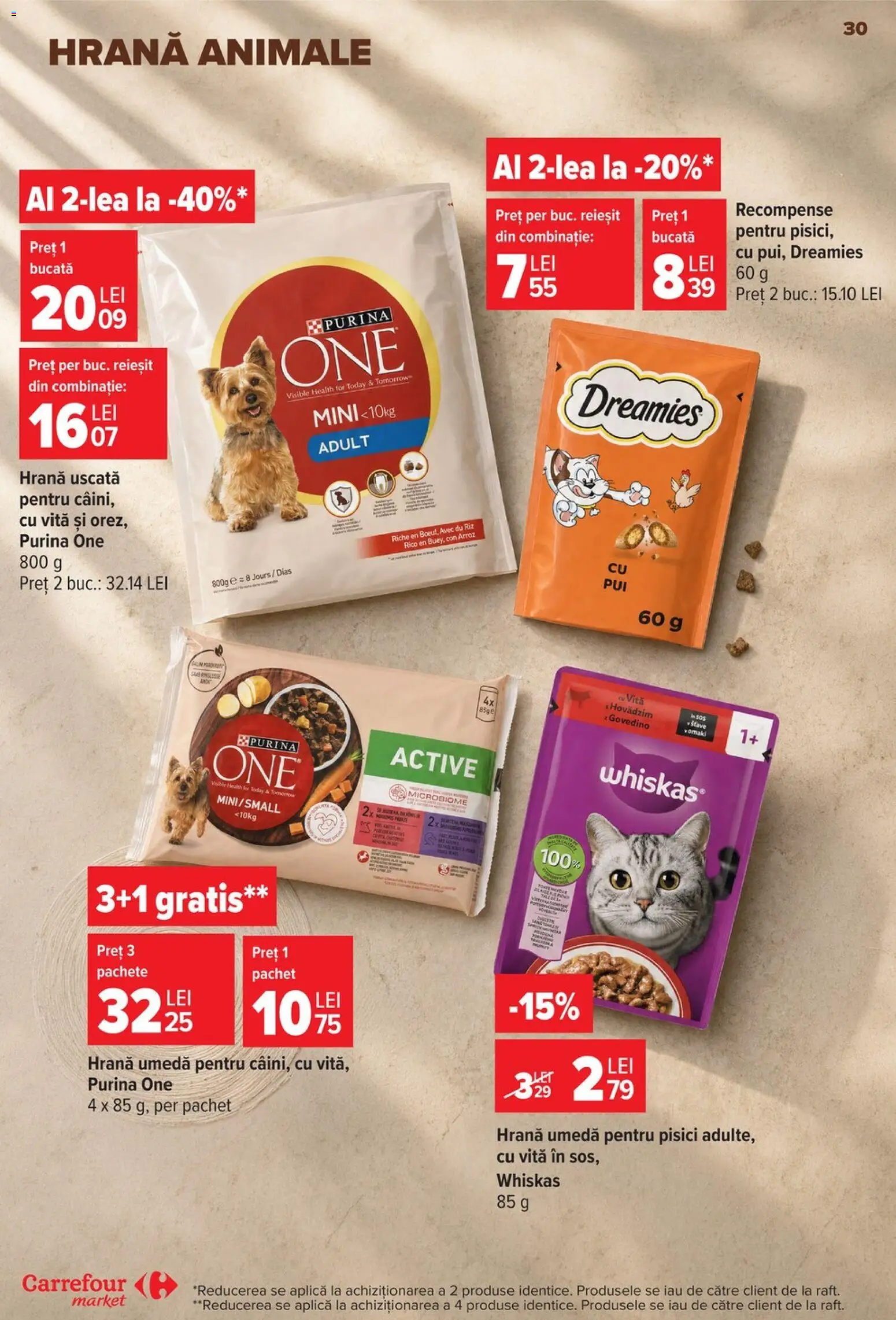 Noul catalog Carrefour – valabil de la 19.08.2026 | Pagină: 30 | Produse: Vită, Whiskas, Aplică, Active