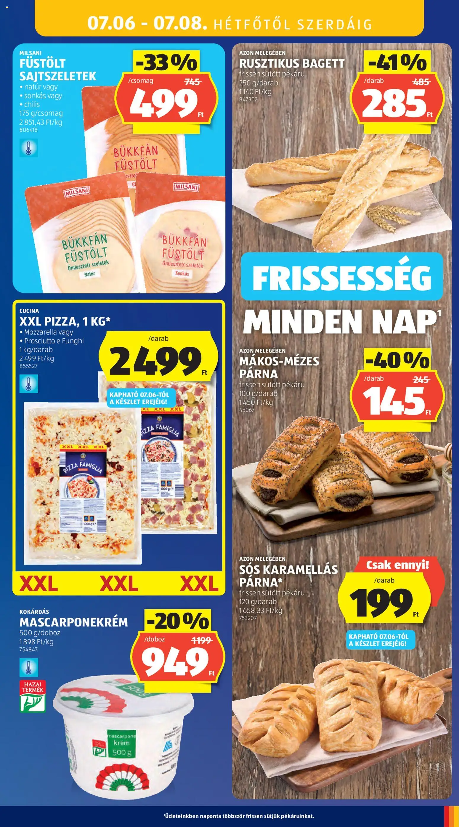 Aldi akciós ujság - amely érvényes a következő dátumtól: 2026.07.02. | Oldal: 39 | Termékek: Mozzarella, Bagett, Füstölt sajt, Mascarpone