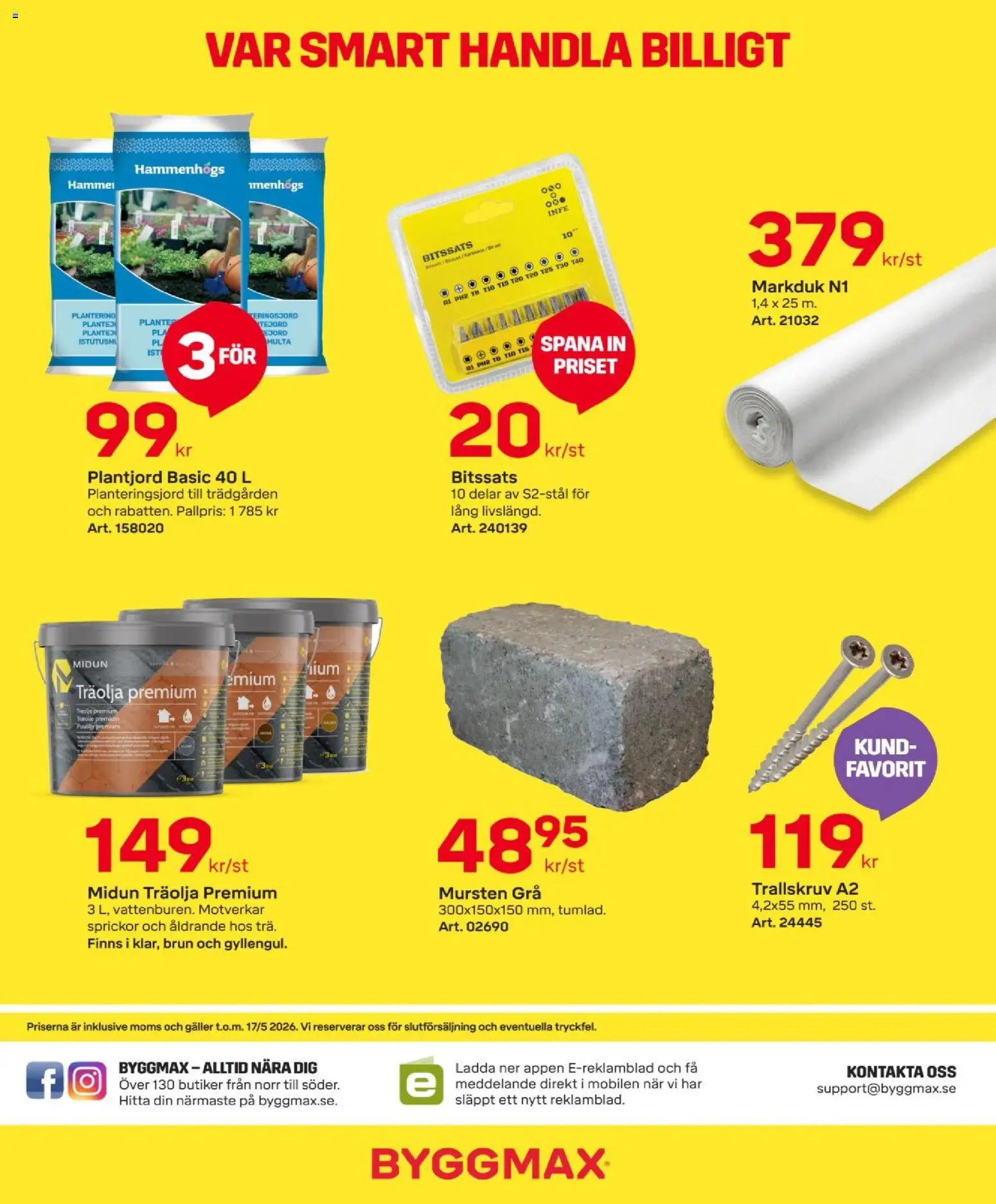 ByggMax reklamblad aktuell från 03.05.2026 | Sida: 2 | Produkter: Planteringsjord, Galler, Träolja