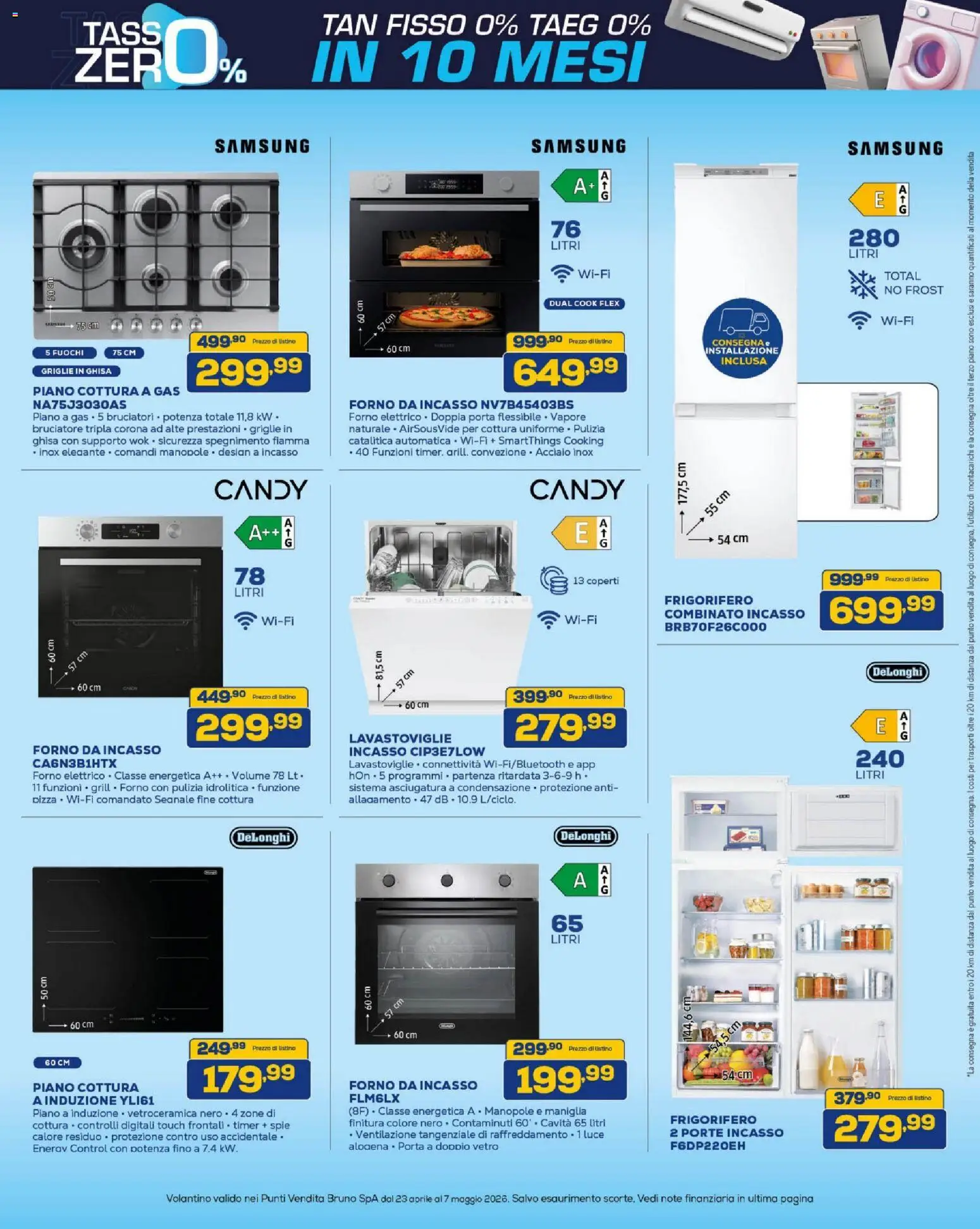 Volantino BRUNO del 23.04.2026 | Pagina: 36 | Prodotti: Piano cottura, Lavastoviglie, Forno elettrico, Samsung