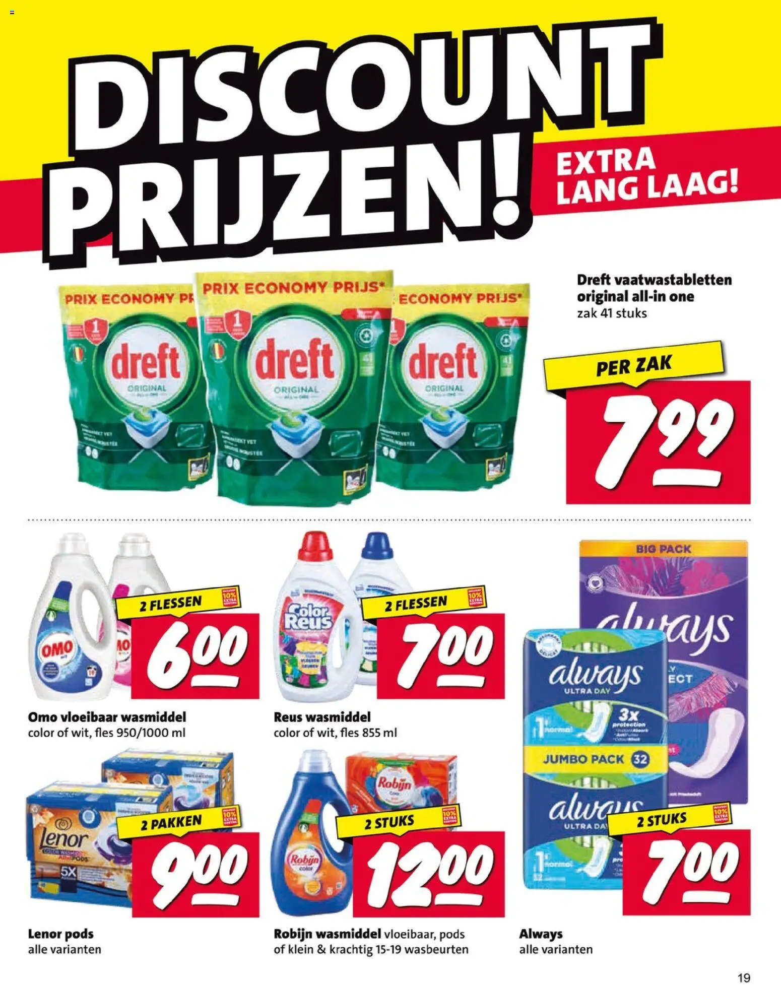 {H1} | Pagina: 19 | Producten: Vloeibaar wasmiddel, Robijn, Fles, Vaatwastabletten