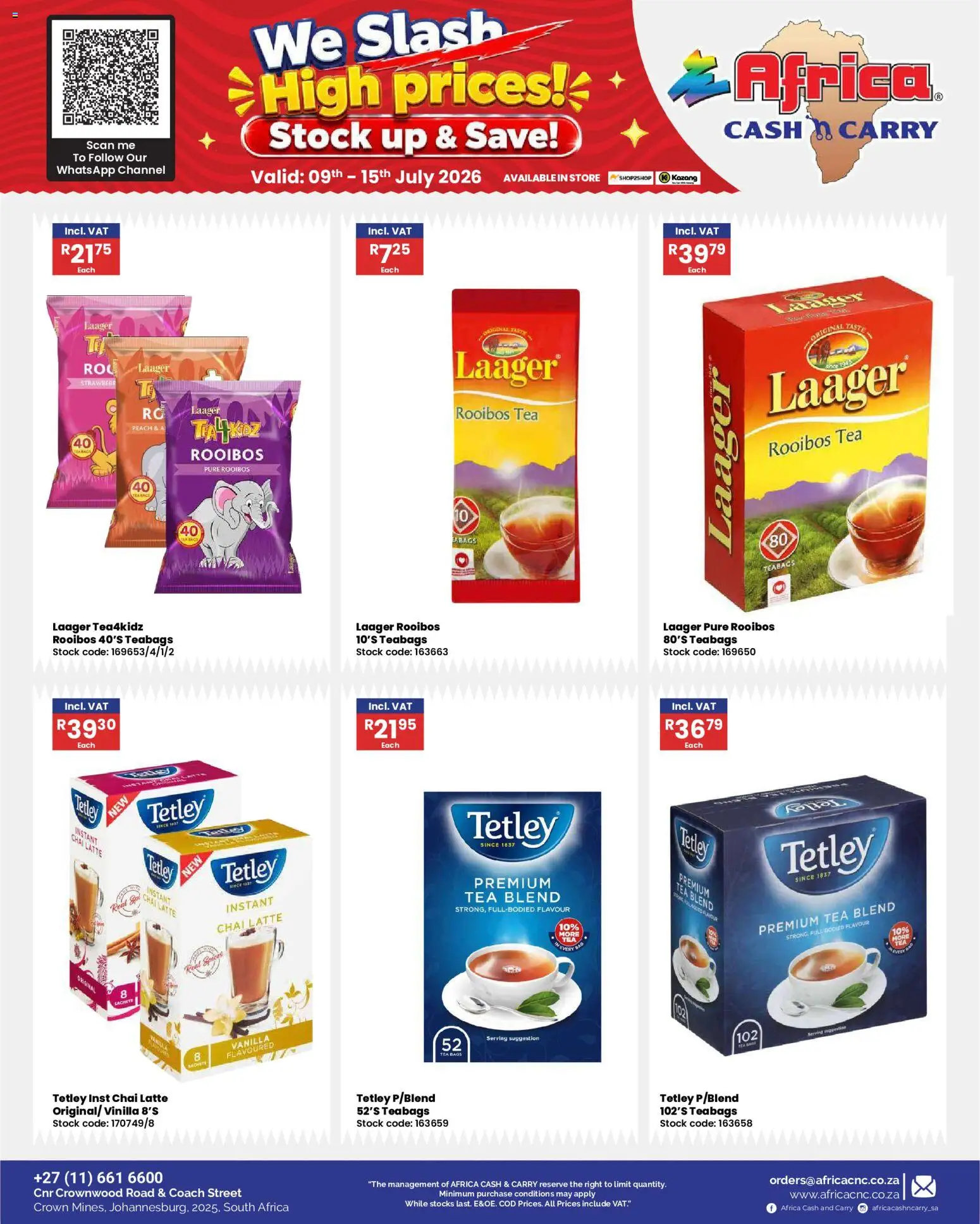 New Africa Cash & Carry catalogue – valid from 09/07/2026 | Page: 25 | Products: Bag, Tea, Stock, Peach