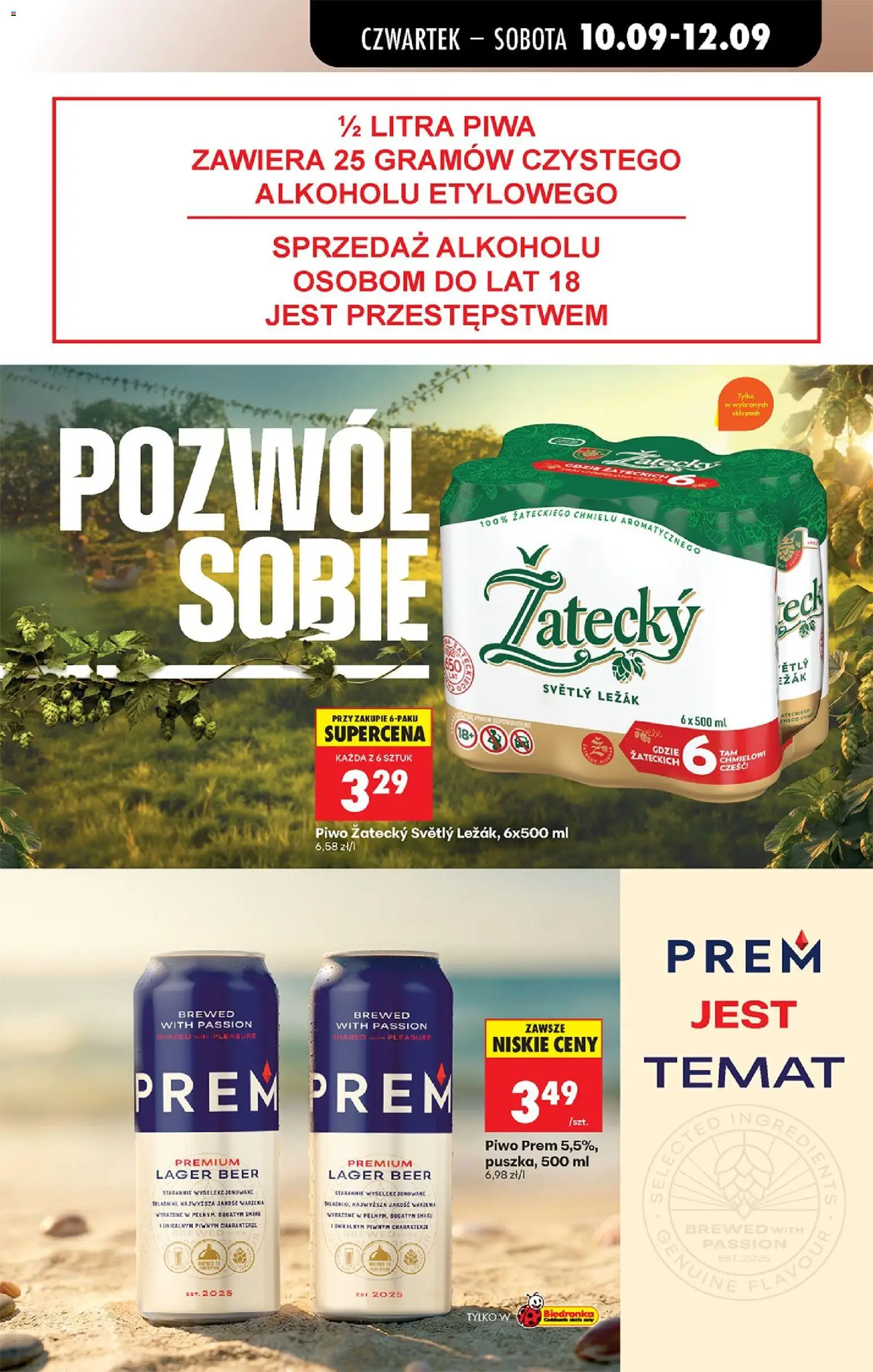 Biedronka gazetka od czwartku od 10.09.2026 | Strona: 81 | Produkty: Leżak, Piwo, Piwo zatecky